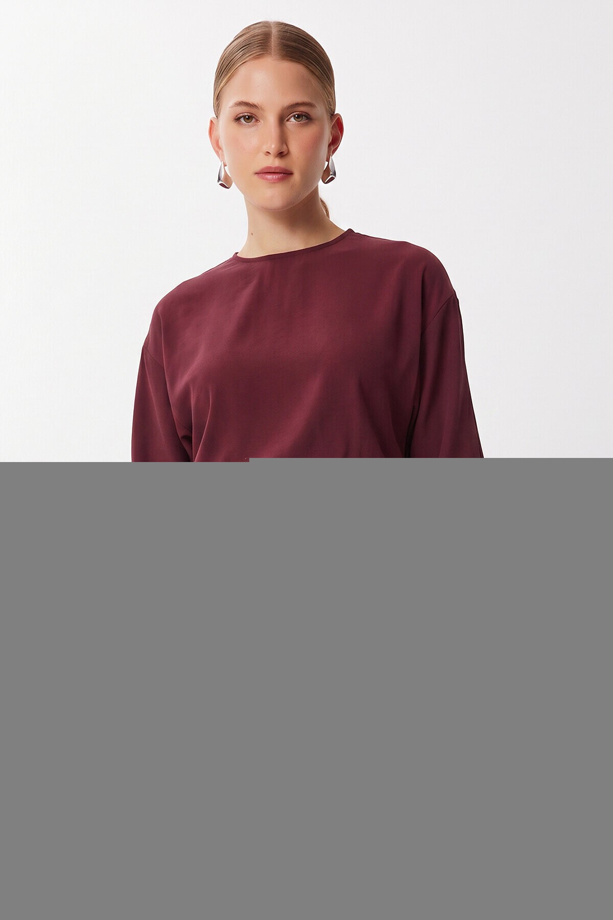 Drapeli Midi Modal Elbise MÜRDÜM LNT0033