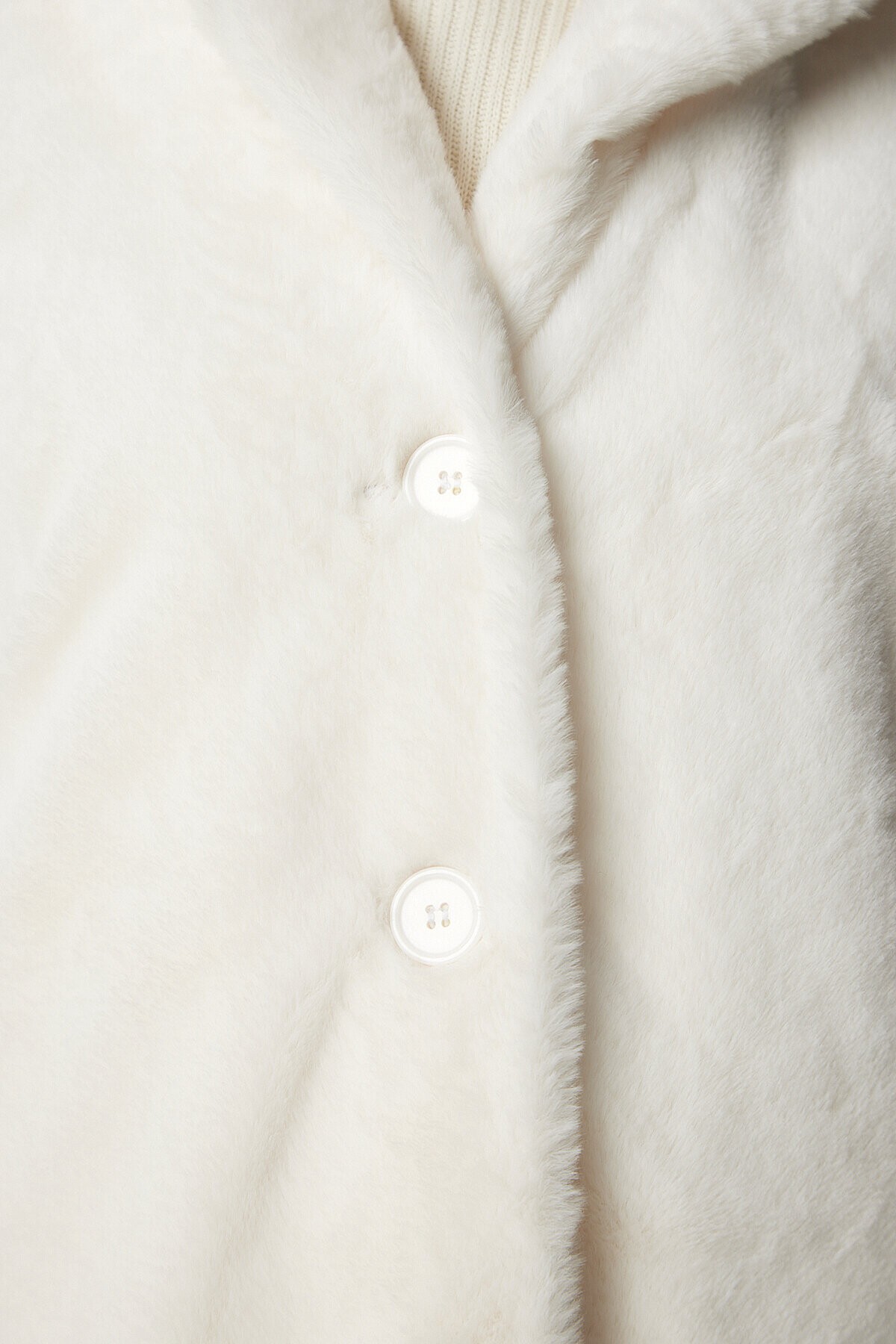 Kapüşonlu Oversize Kürklü Peluş Kaban EKRU LRV0023