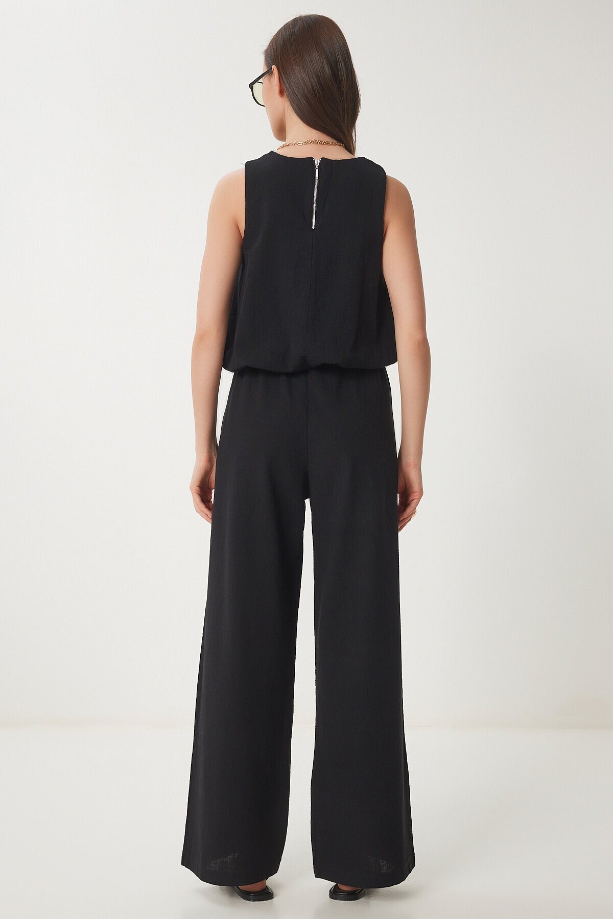 Keten Balon Bluz Pantolon Takım SİYAH LUS0092