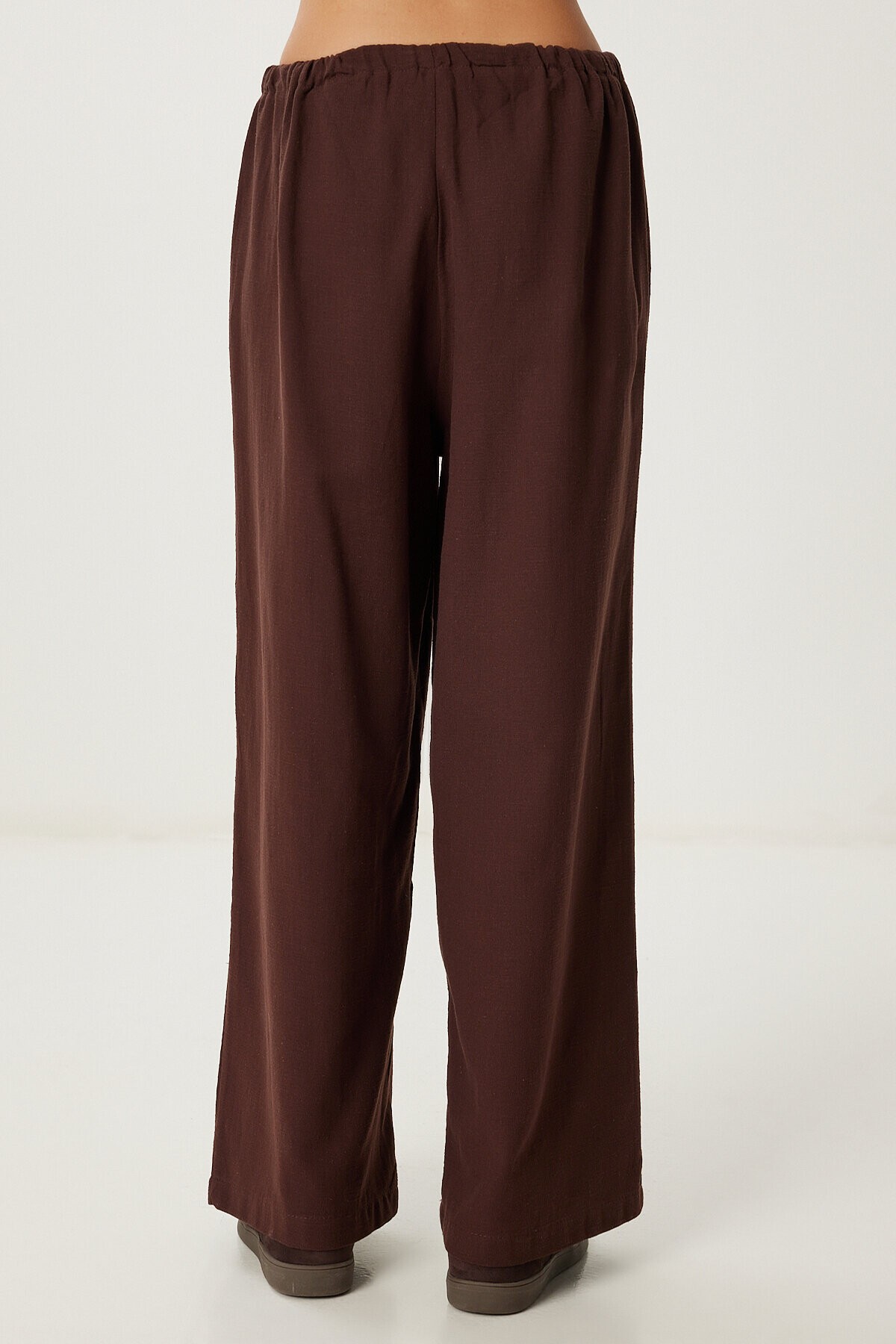 Keten Culotte Pantolon Bluz Takım KAHVERENGİ LRV0116