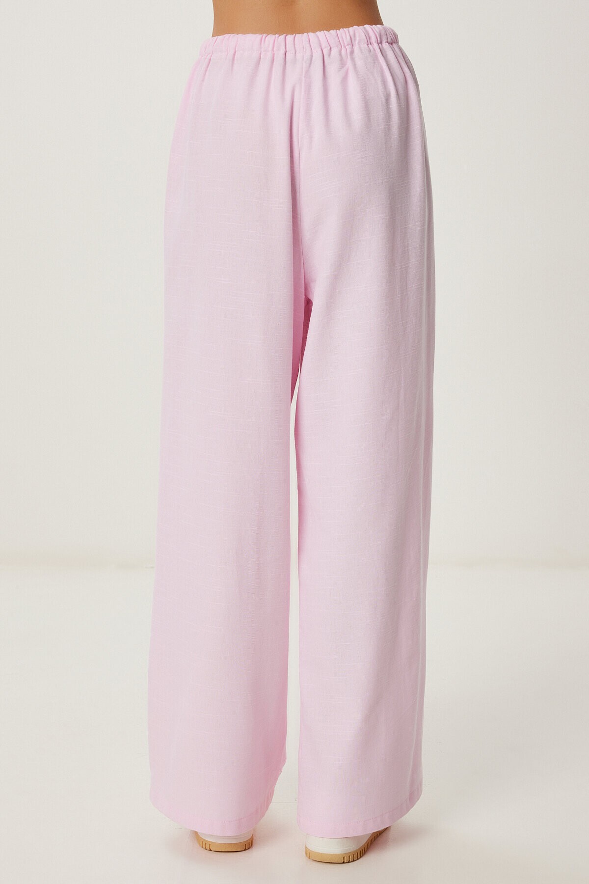 Keten Culotte Pantolon Bluz Takım ŞEKER PEMBE LRV0116