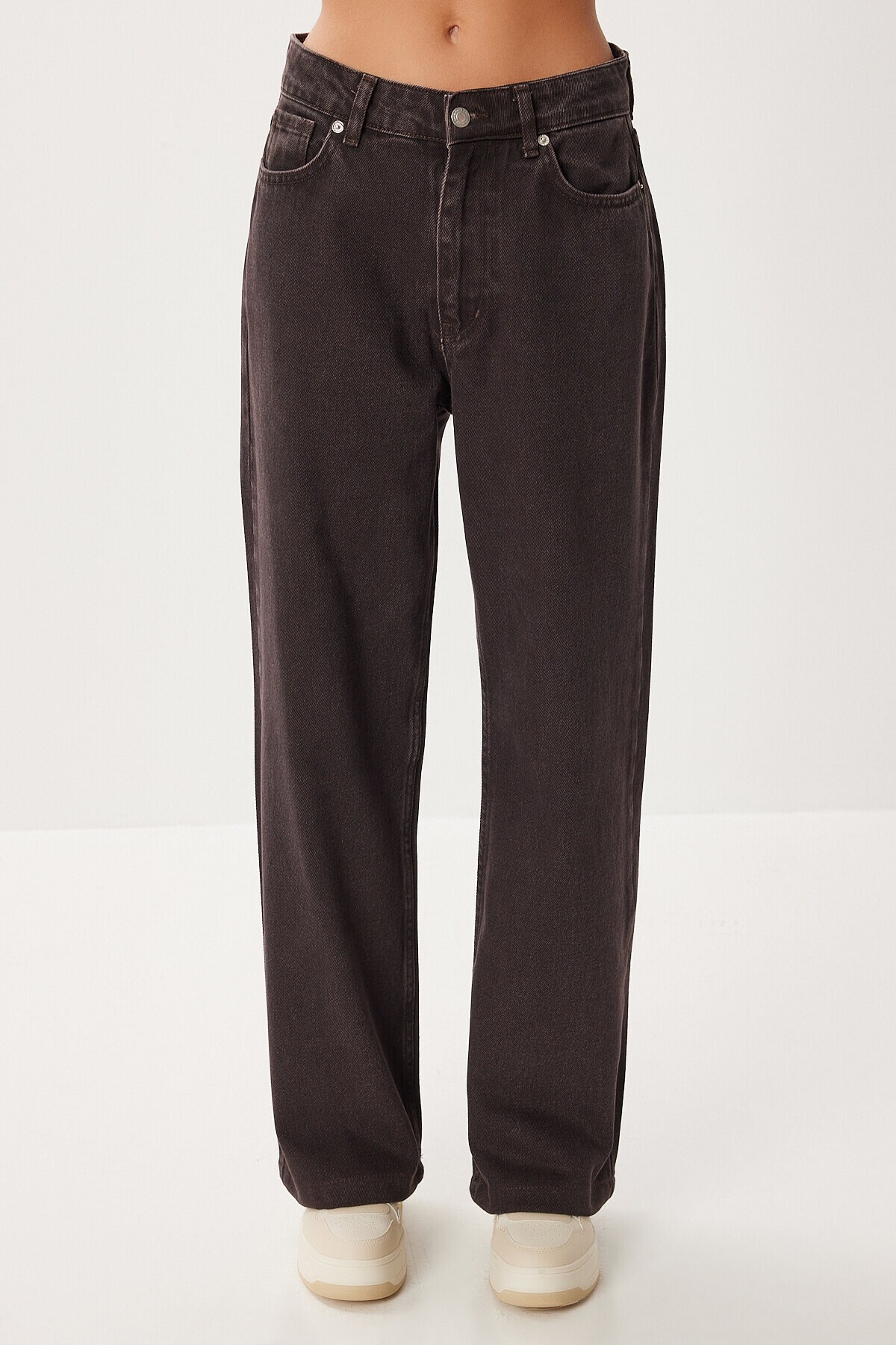 Kuşaklı Denim Ceket Pantolon Takım KAHVERENGİ LRI0011