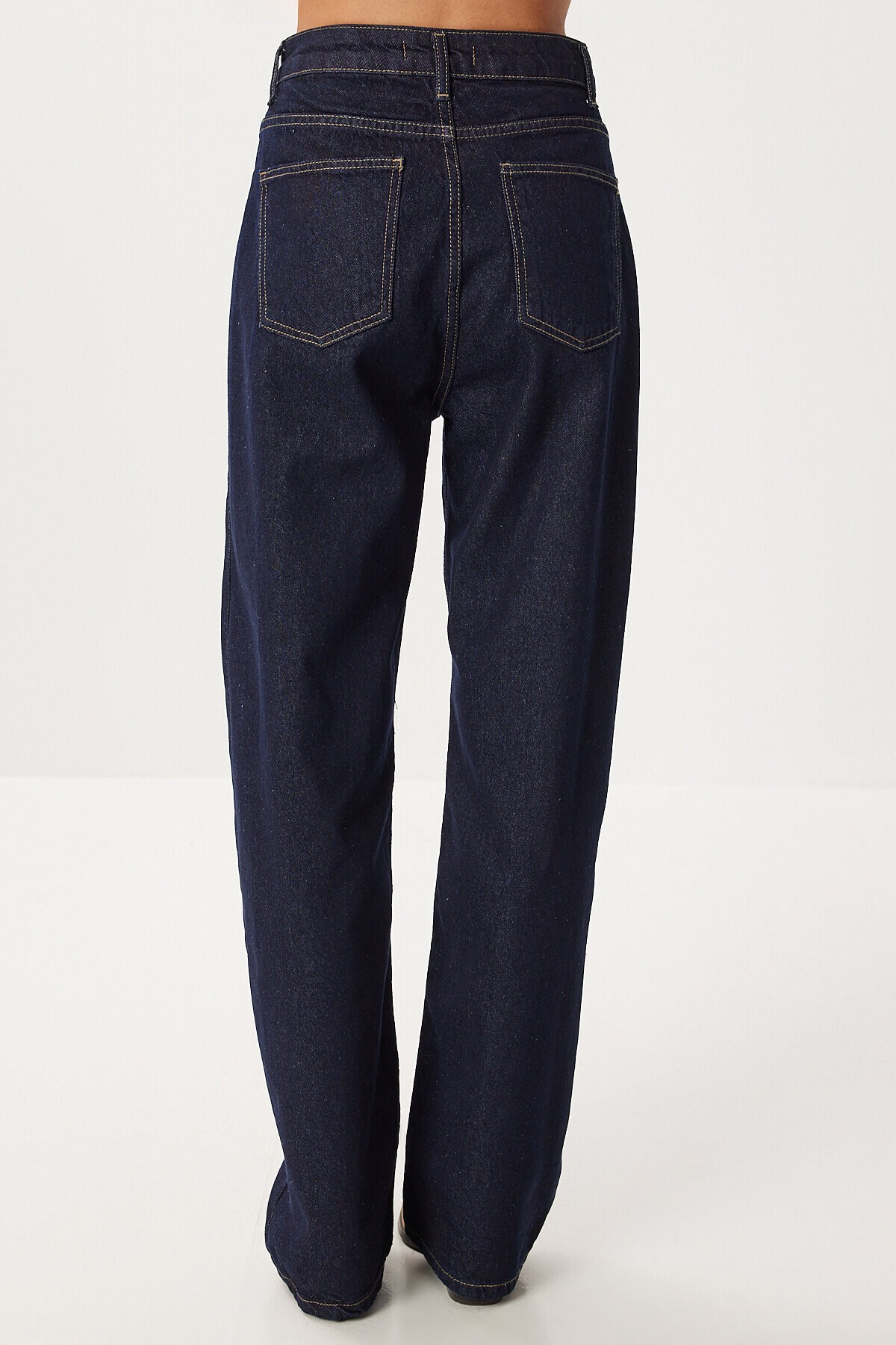 Kuşaklı Denim Ceket Pantolon Takım KOYU MAVİ LRI0013
