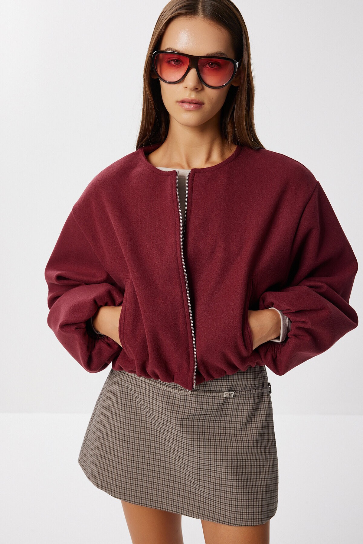 Soft Kaşe Bomber Ceket BORDO LUB0248