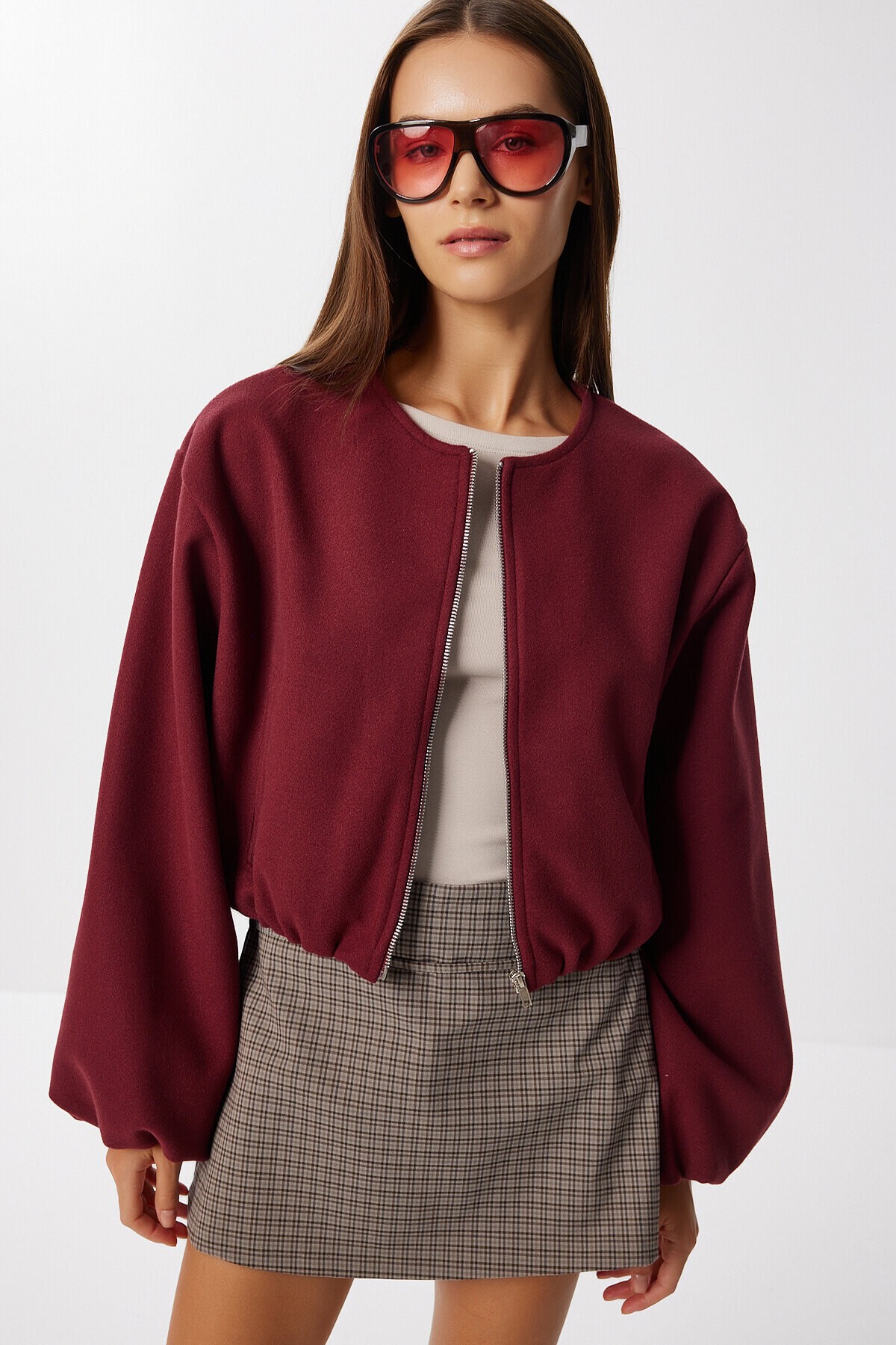 Soft Kaşe Bomber Ceket BORDO LUB0248
