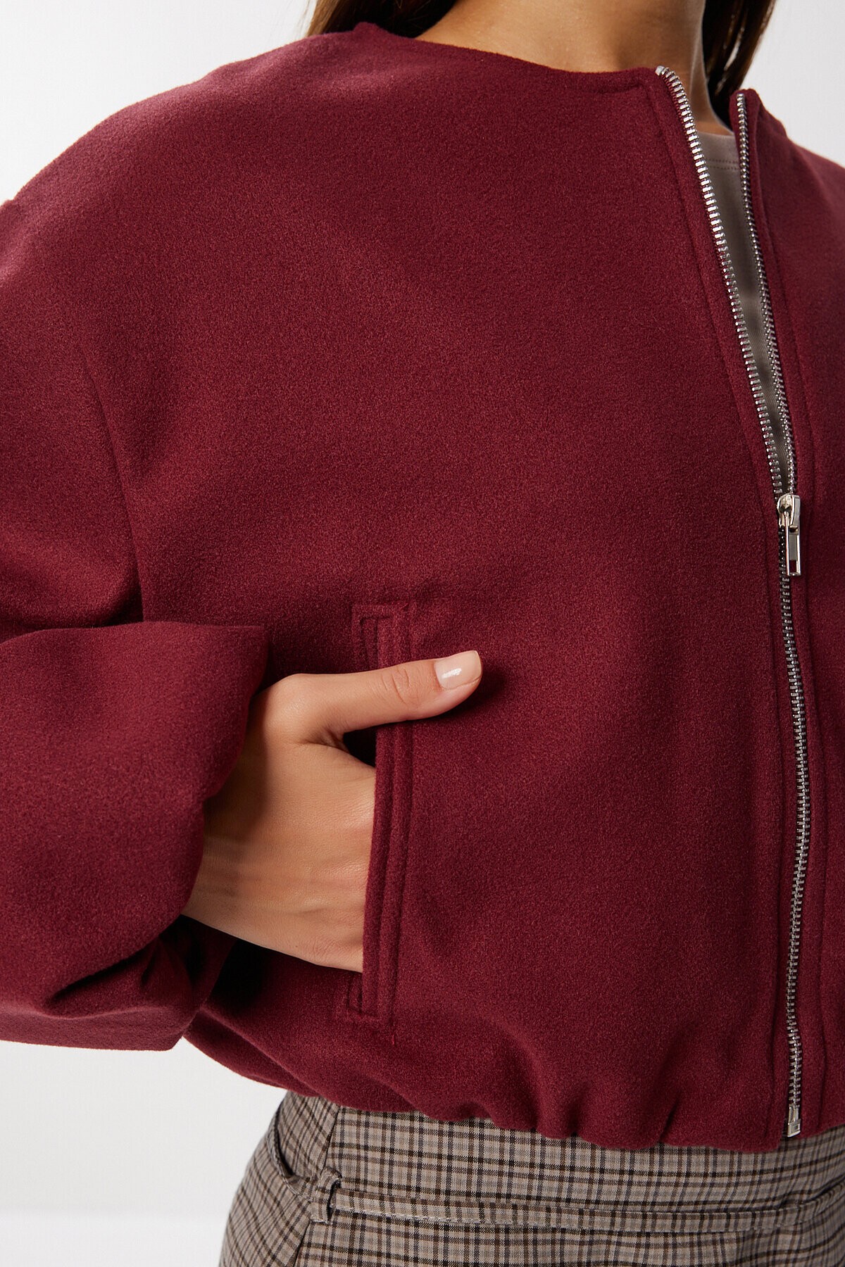 Soft Kaşe Bomber Ceket BORDO LUB0248