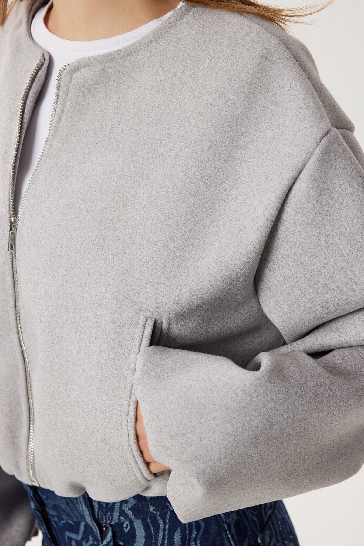 Soft Kaşe Bomber Ceket GRİ LUB0248