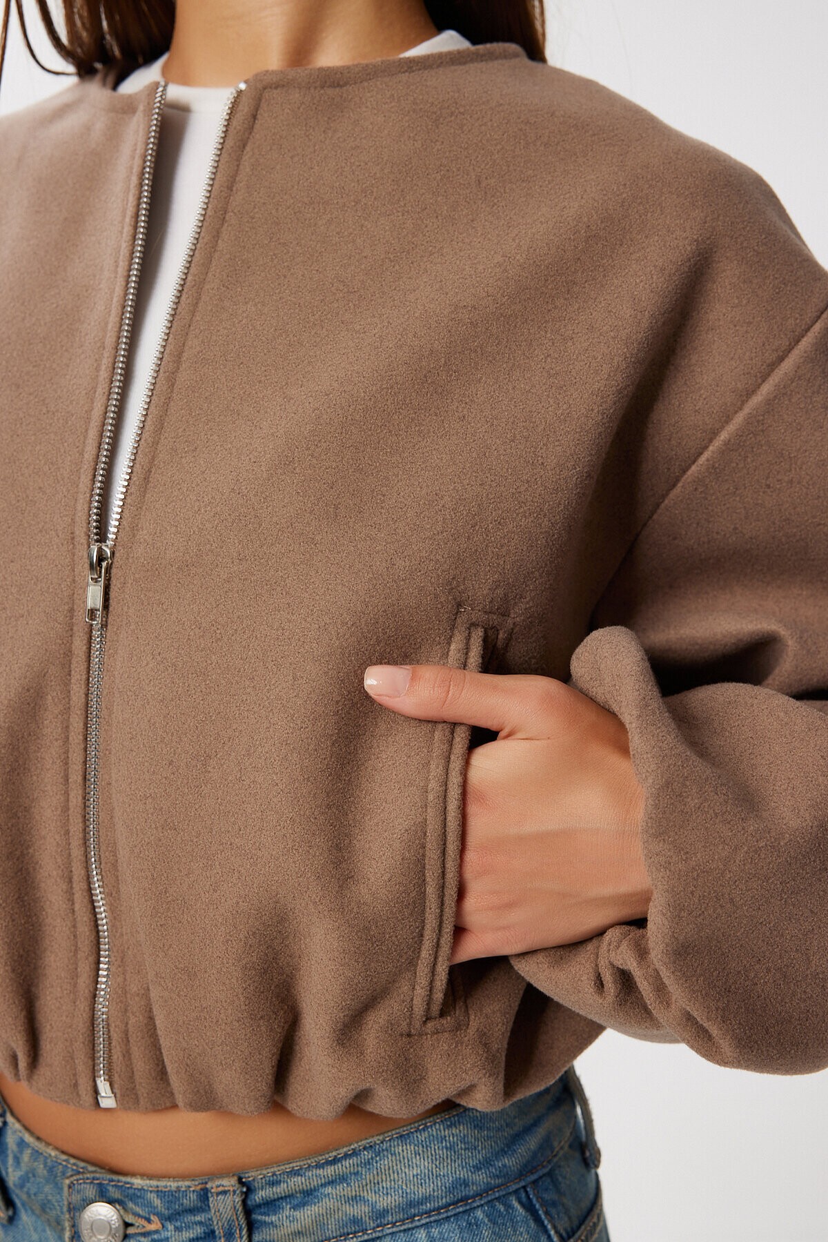 Soft Kaşe Bomber Ceket VİZON LUB0248