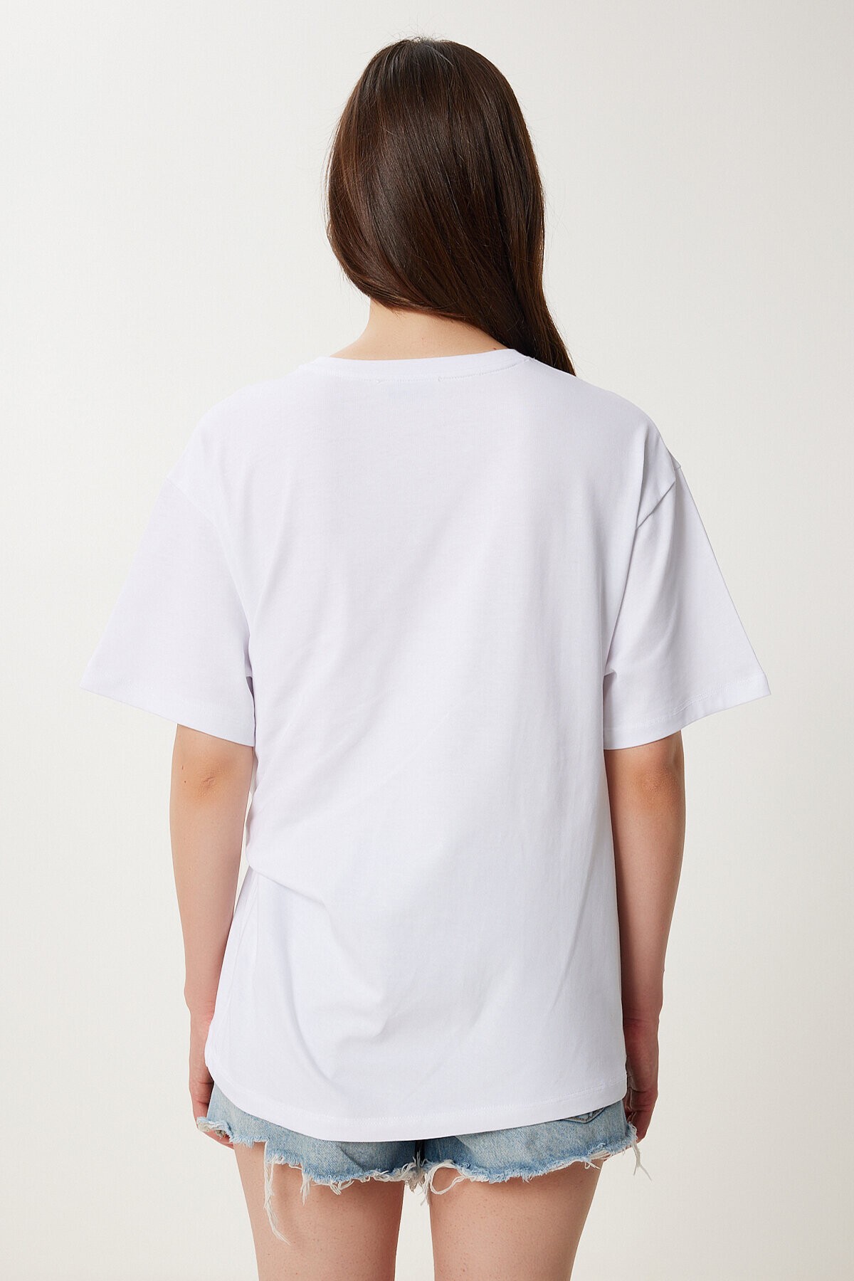 Yandan Bağlama Detaylı Pamuklu T-shirt BEYAZ LUB0110