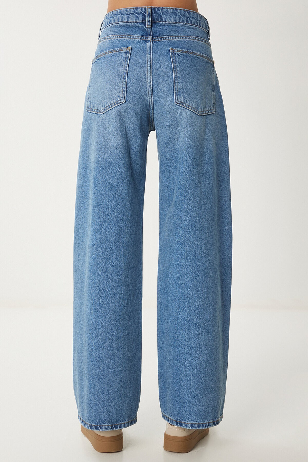 Yıkamalı Geniş Paça Jean MAVİ LUS0098