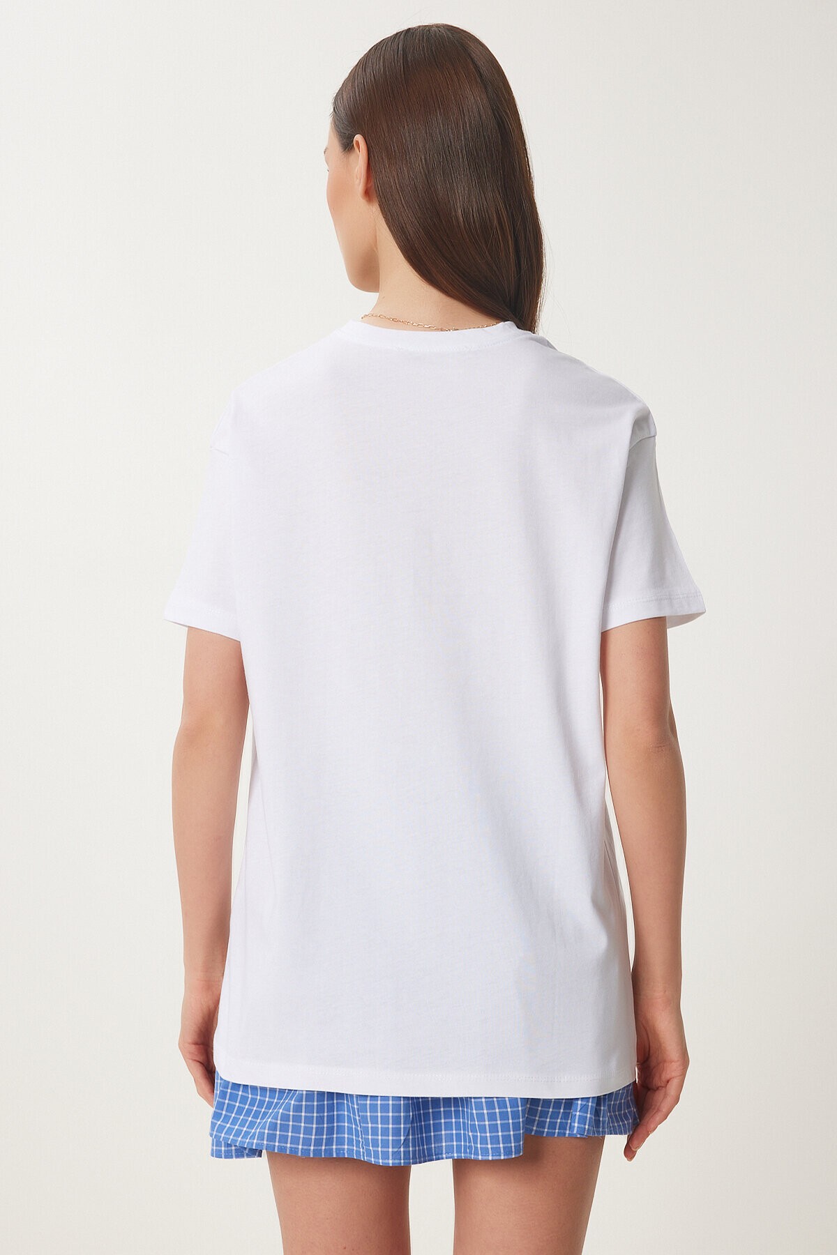 Kalp Nakışlı Pamuklu Örme T-shirt BEYAZ LMP0007