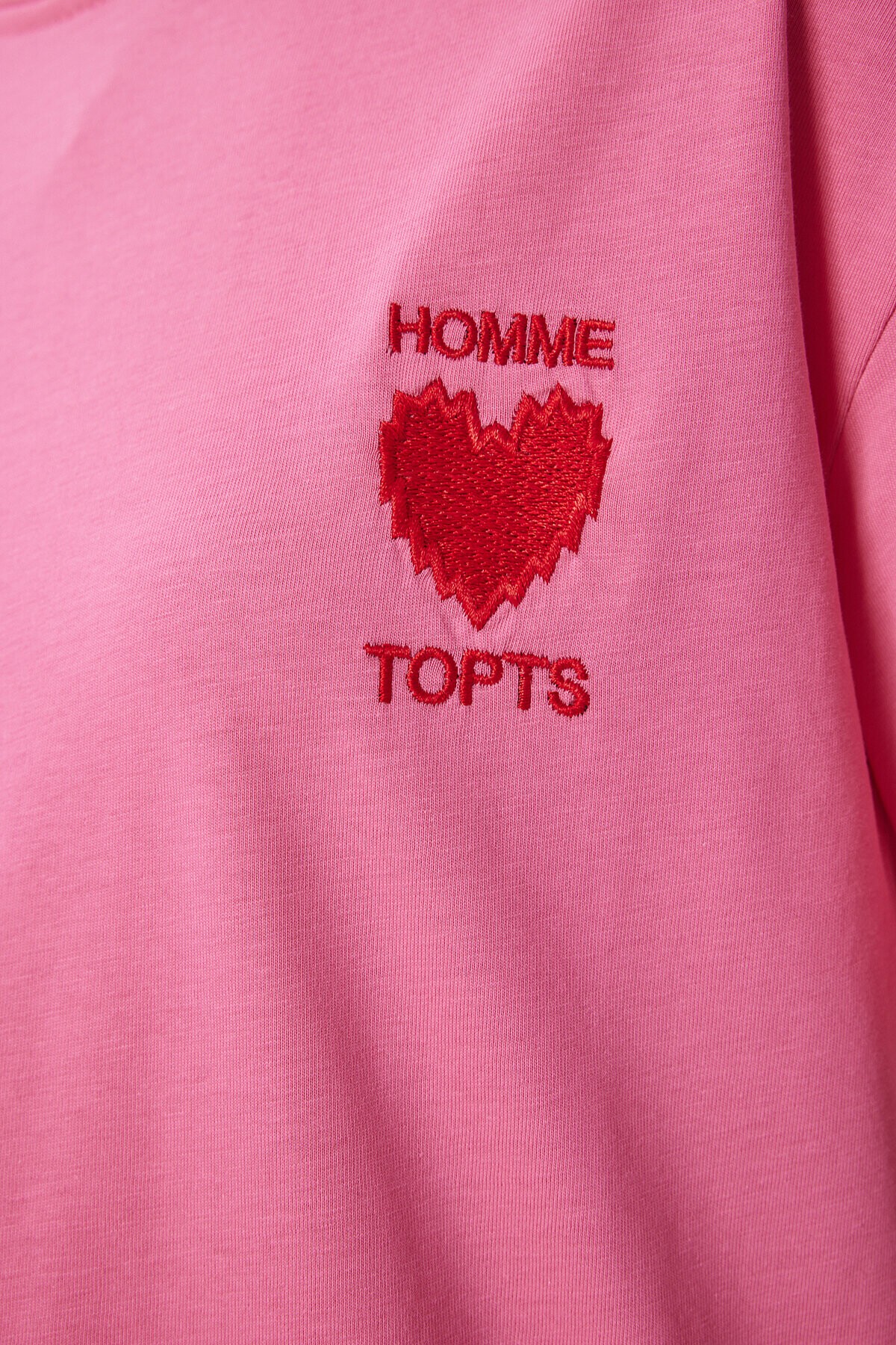 Kalp Nakışlı Pamuklu Örme T-shirt PEMBE LMP0007
