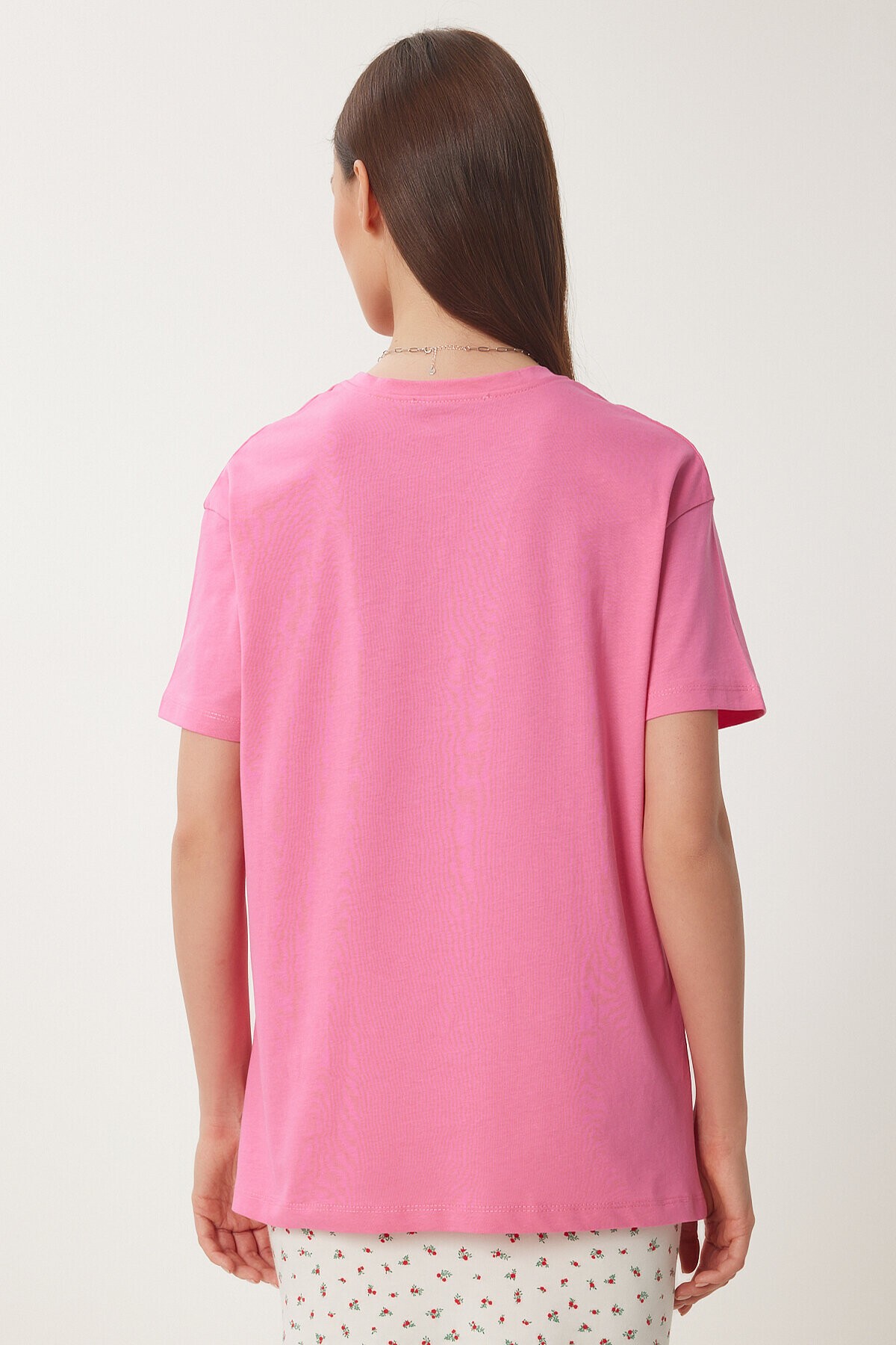 Kalp Nakışlı Pamuklu Örme T-shirt PEMBE LMP0007
