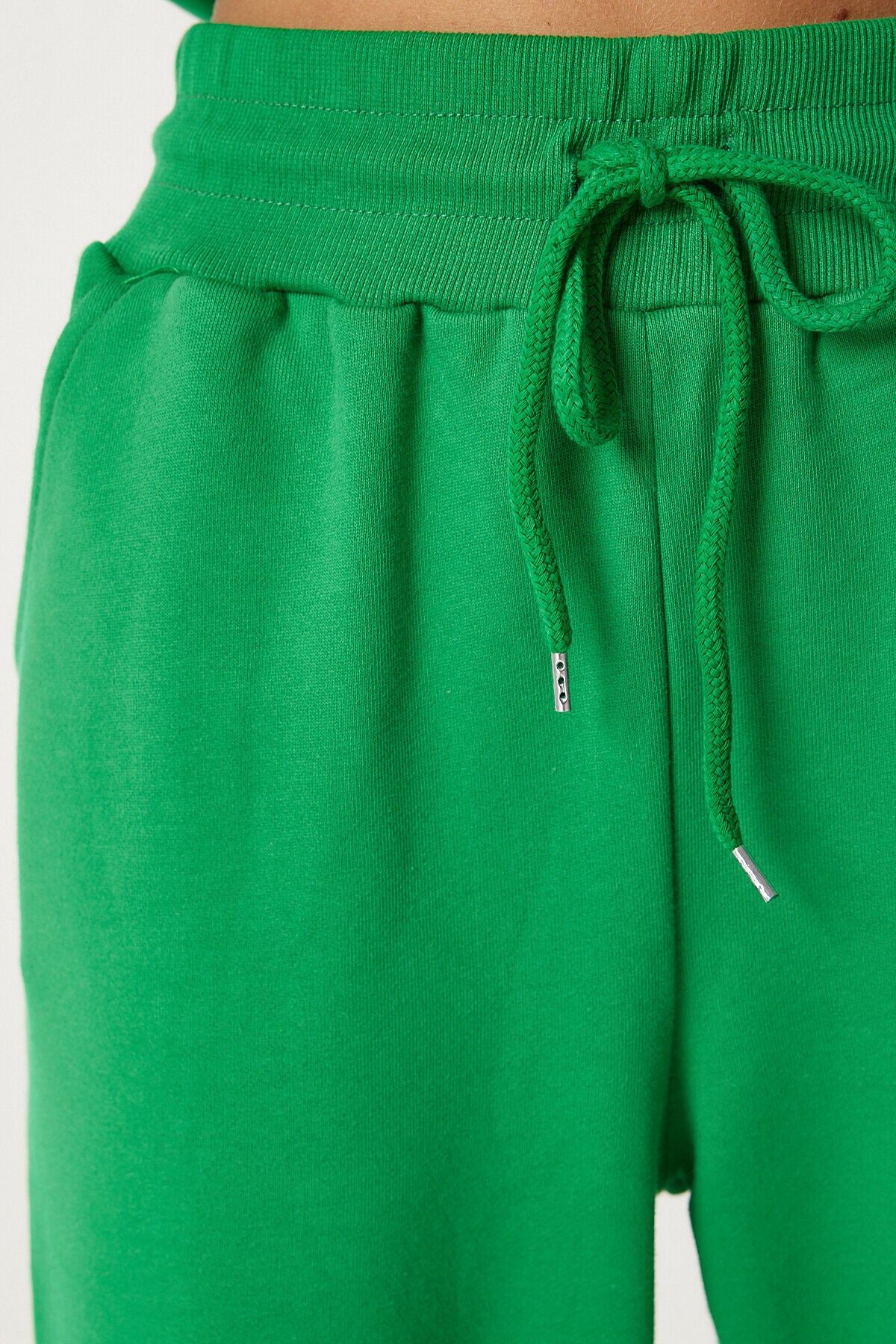 Kapüşonlu Sweatshirt Jogger Oversize Örme Eşofman Takımı YEŞİL LPYS003