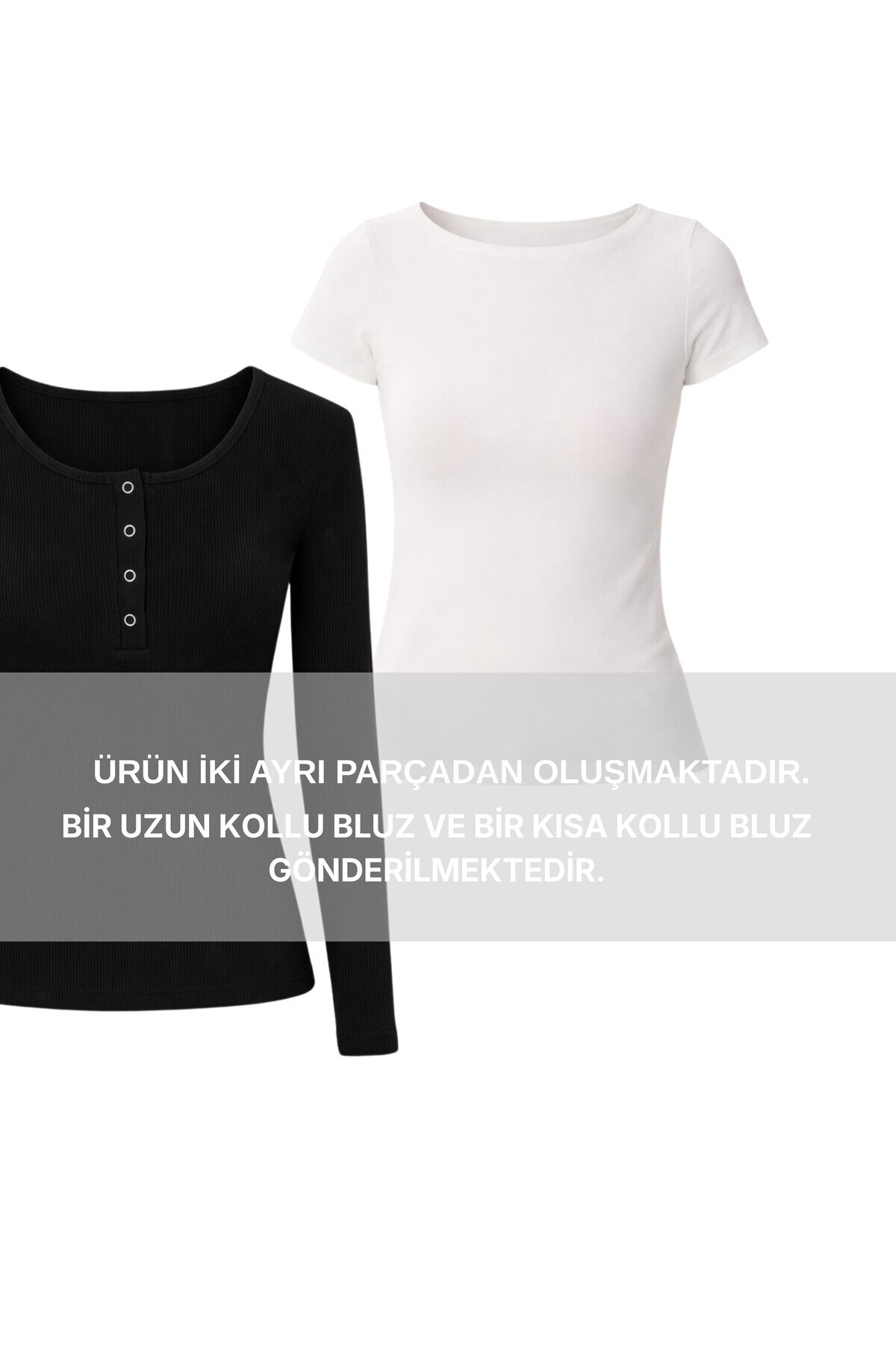Katmanlı Çıtçıtlı Fitilli Örme Bluz SİYAH LRN0030