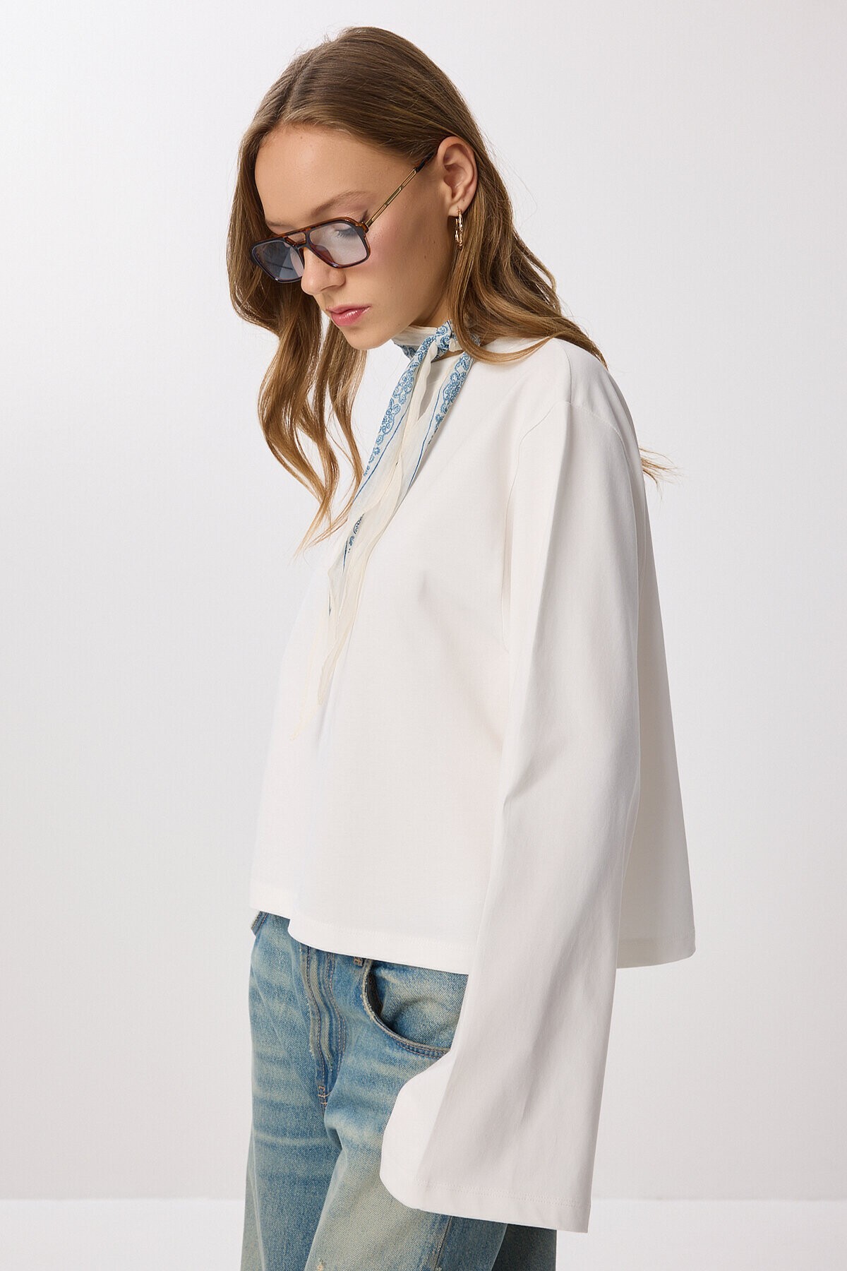 Basic Pamuklu İki İplik Örme Bluz EKRU LFZ0016
