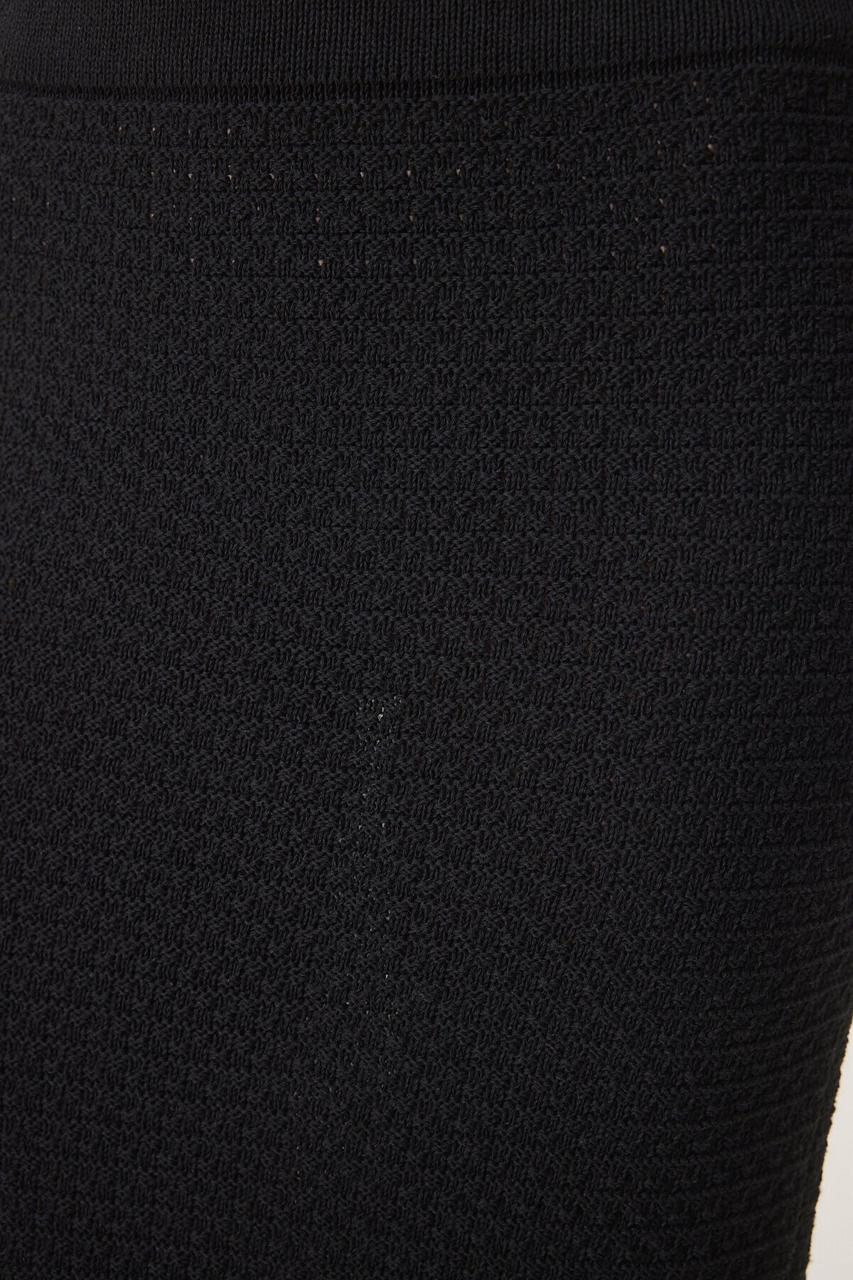 Fiyonklu Yazlık Triko Crop Etek Takım SİYAH LNS0036