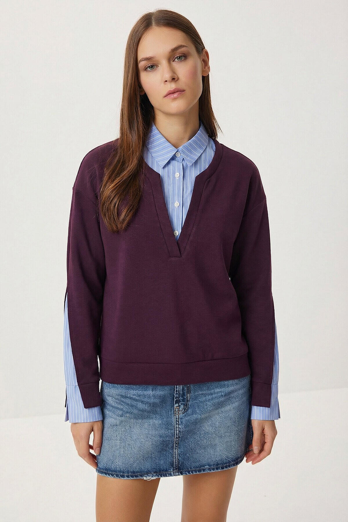 Gömlek Yaka Modal Sweatshirt MÜRDÜM LXA0018