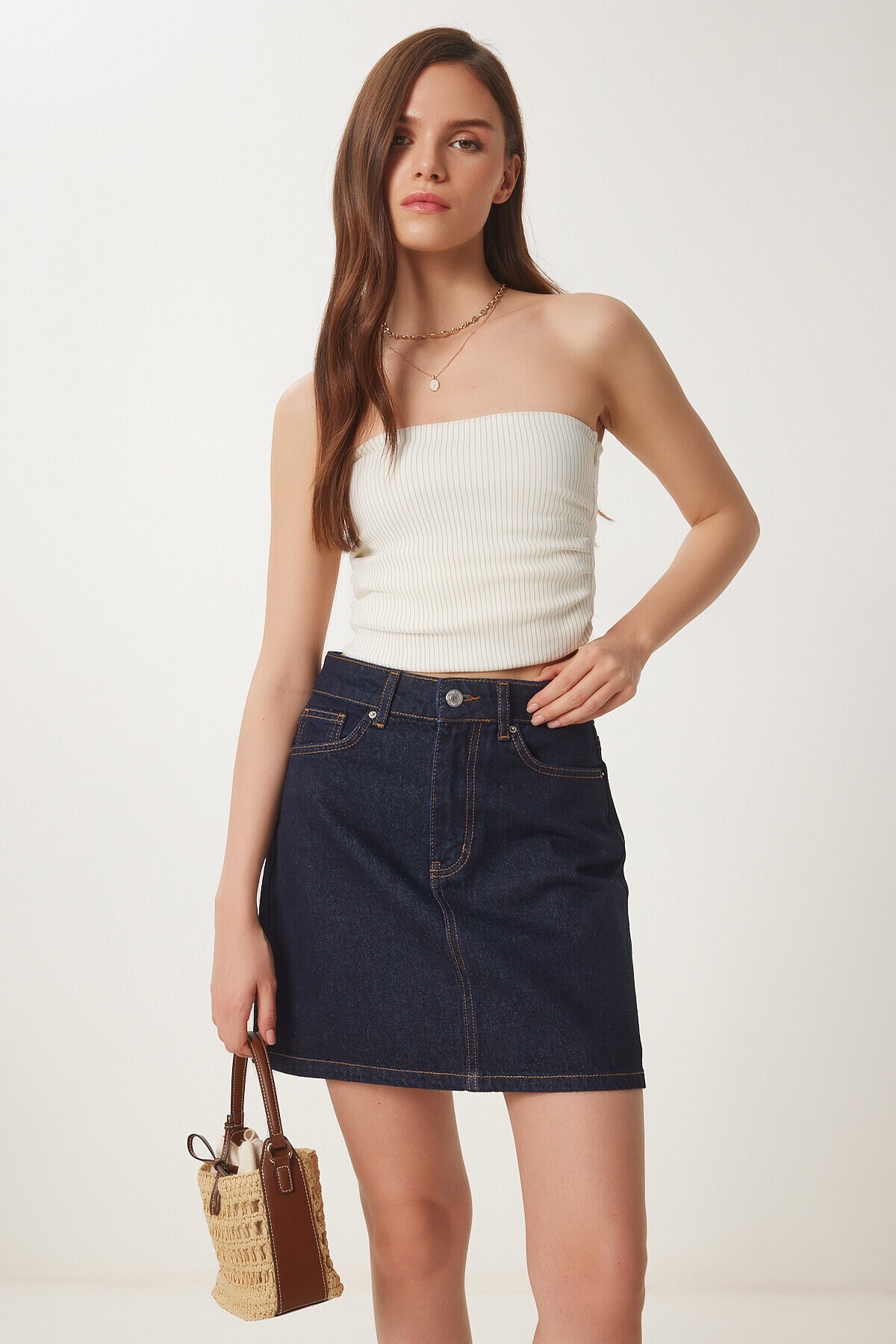 Mini Denim Etek KOYU MAVİ LOK0007