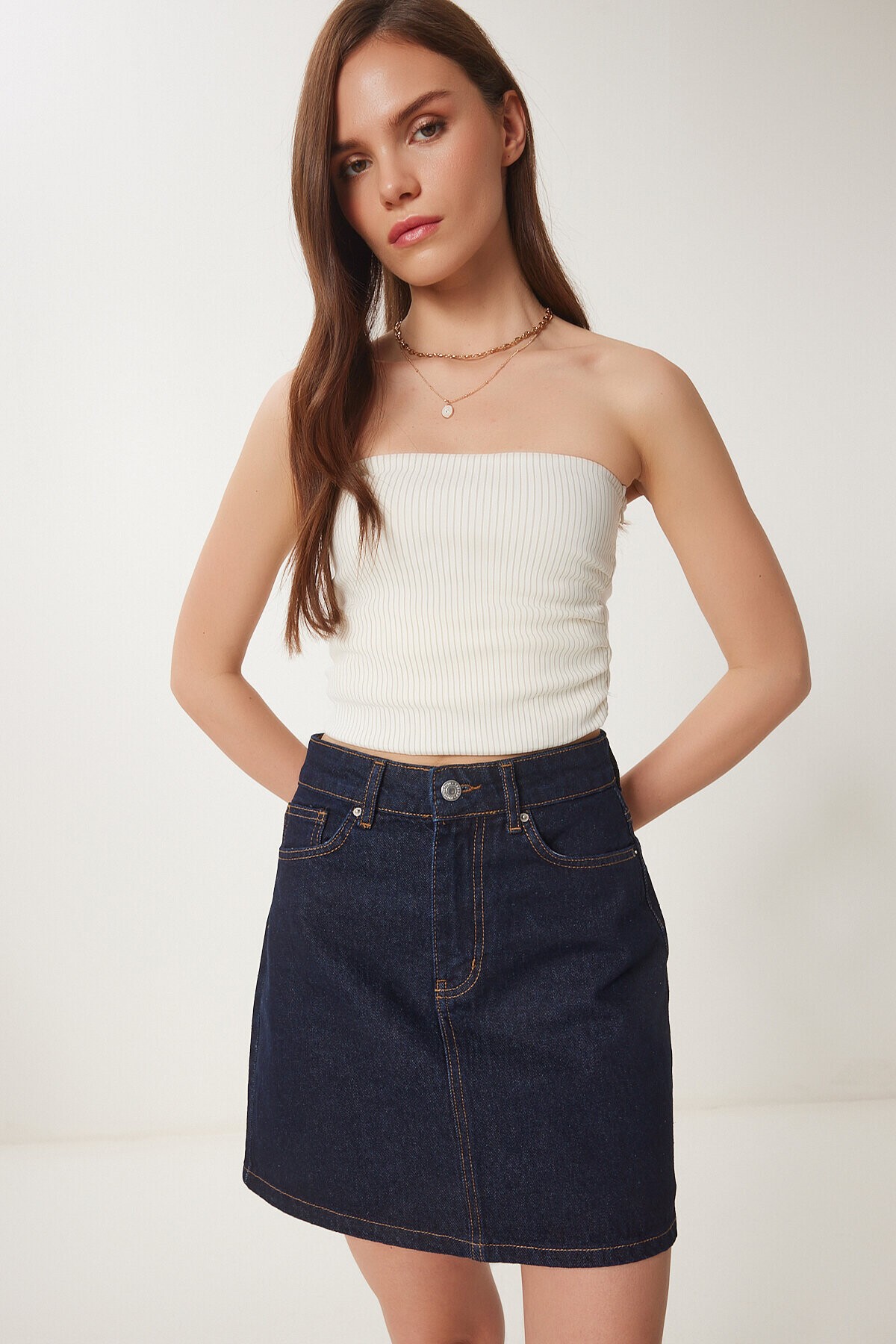 Mini Denim Etek KOYU MAVİ LOK0007