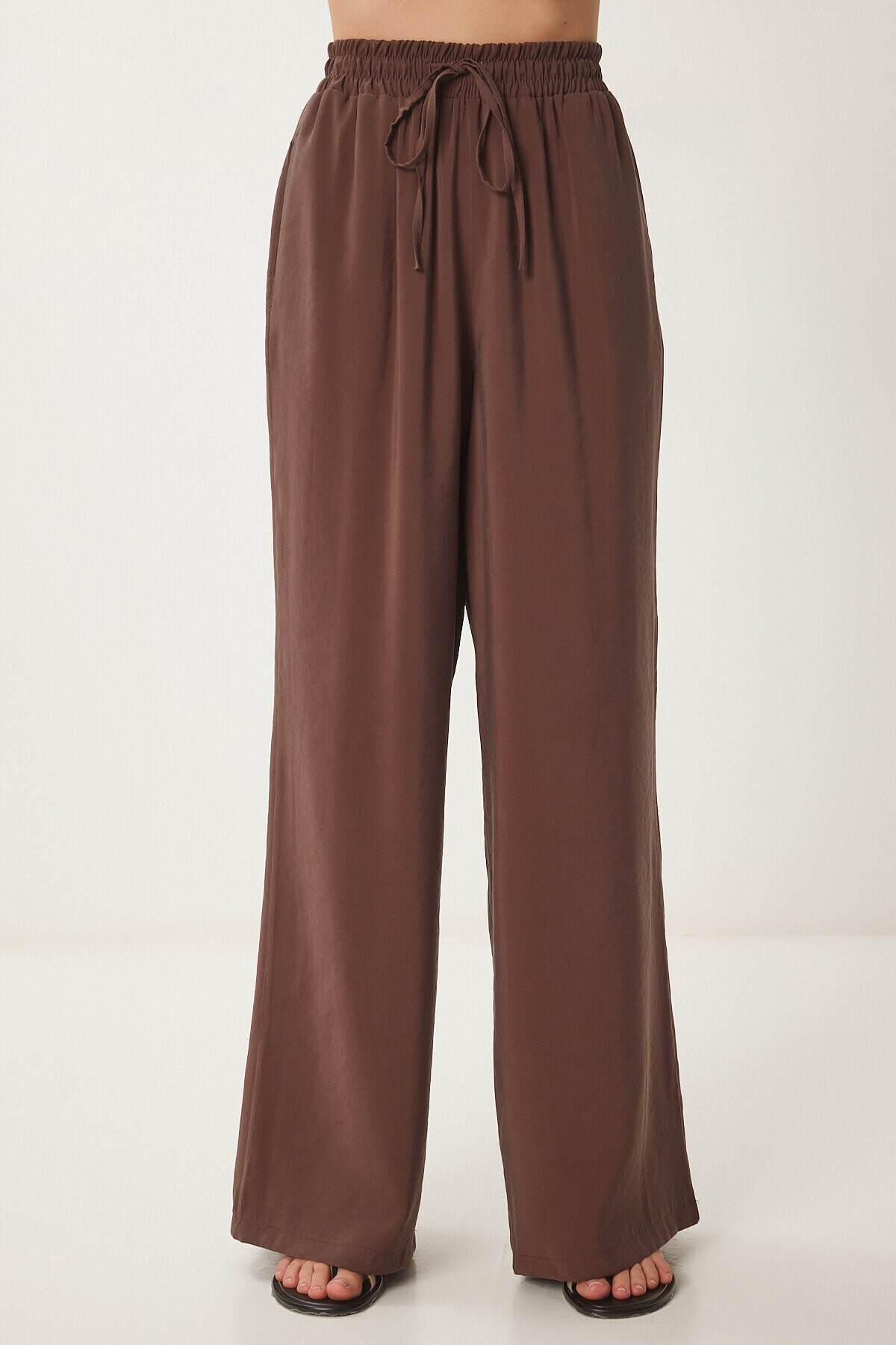 Oversize Modal Gömlek Pantolon Takım 58691 KAHVERENGİ LDP0038