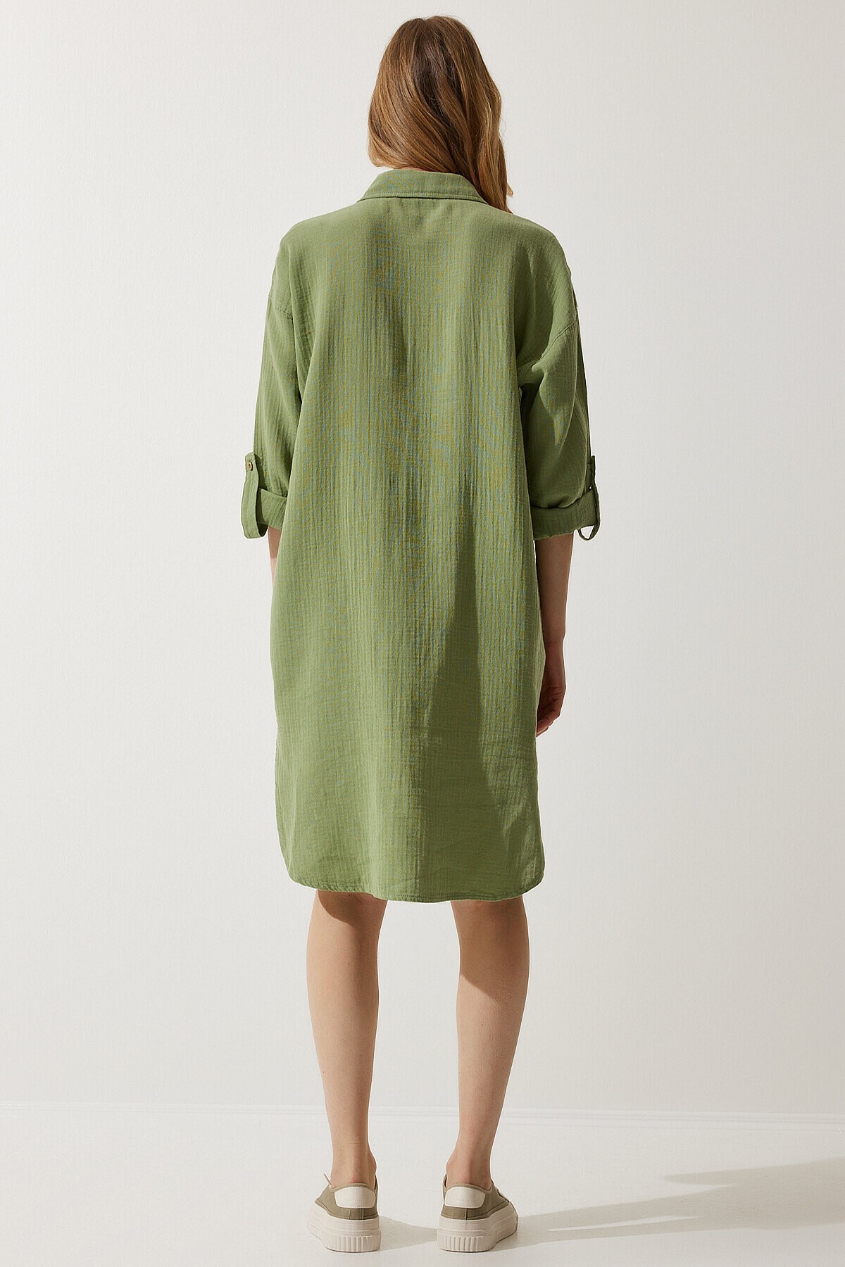 Oversize Müslin Gömlek Elbise ÇAĞLA YEŞİLİ LSA0006