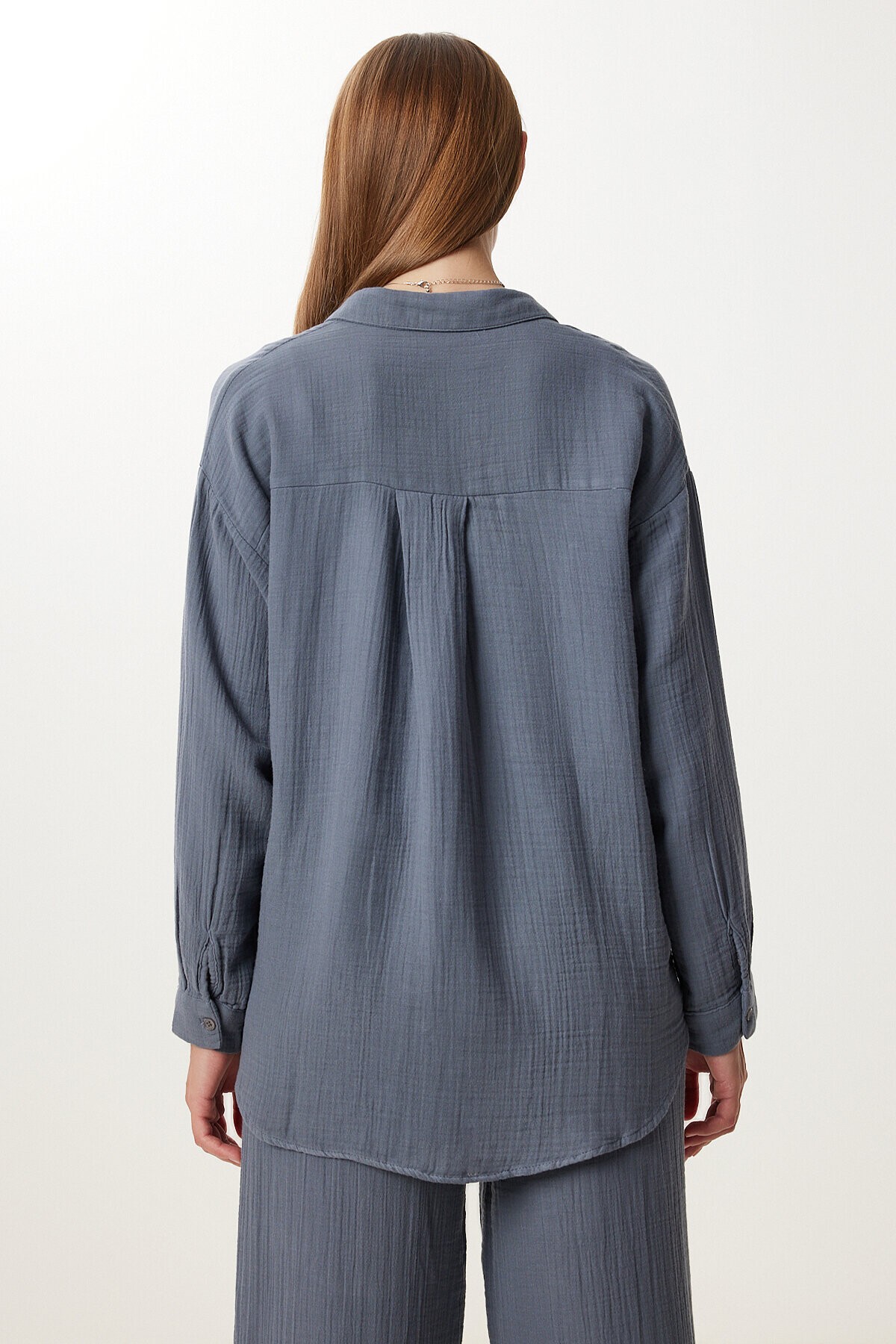 Oversize Müslin Gömlek Pantolon Takım ANTRASİT LSA0014
