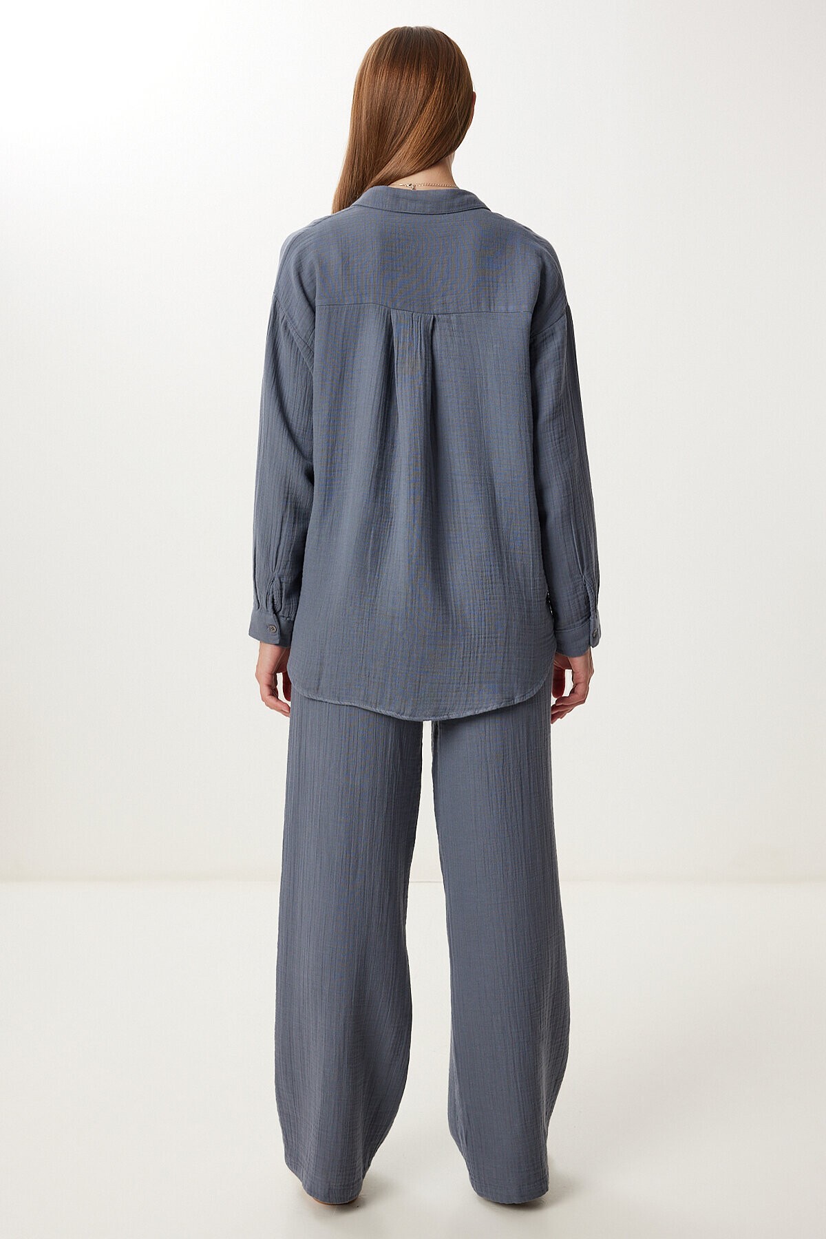 Oversize Müslin Gömlek Pantolon Takım ANTRASİT LSA0014