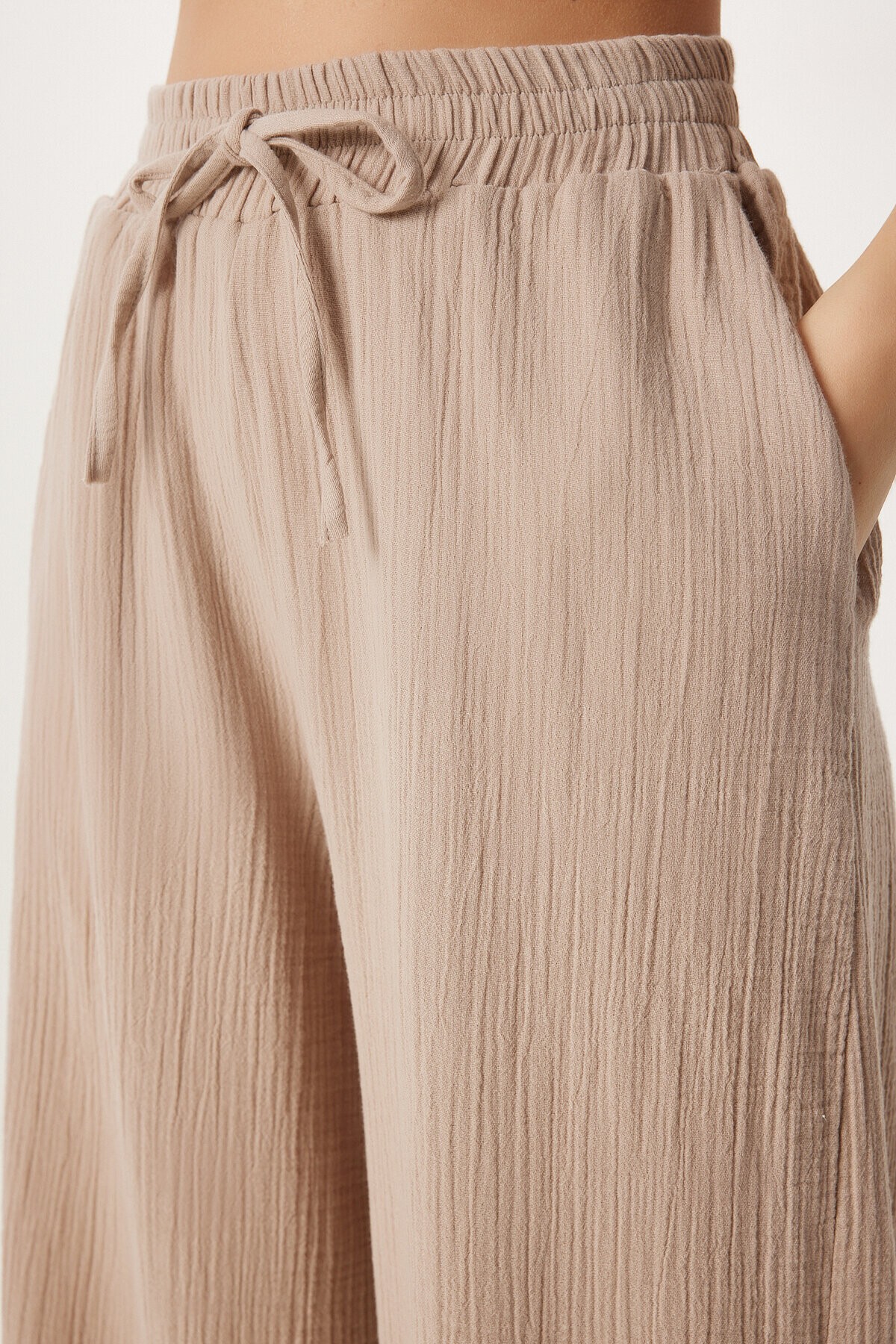 Oversize Müslin Gömlek Pantolon Takım BEJ LSA0014
