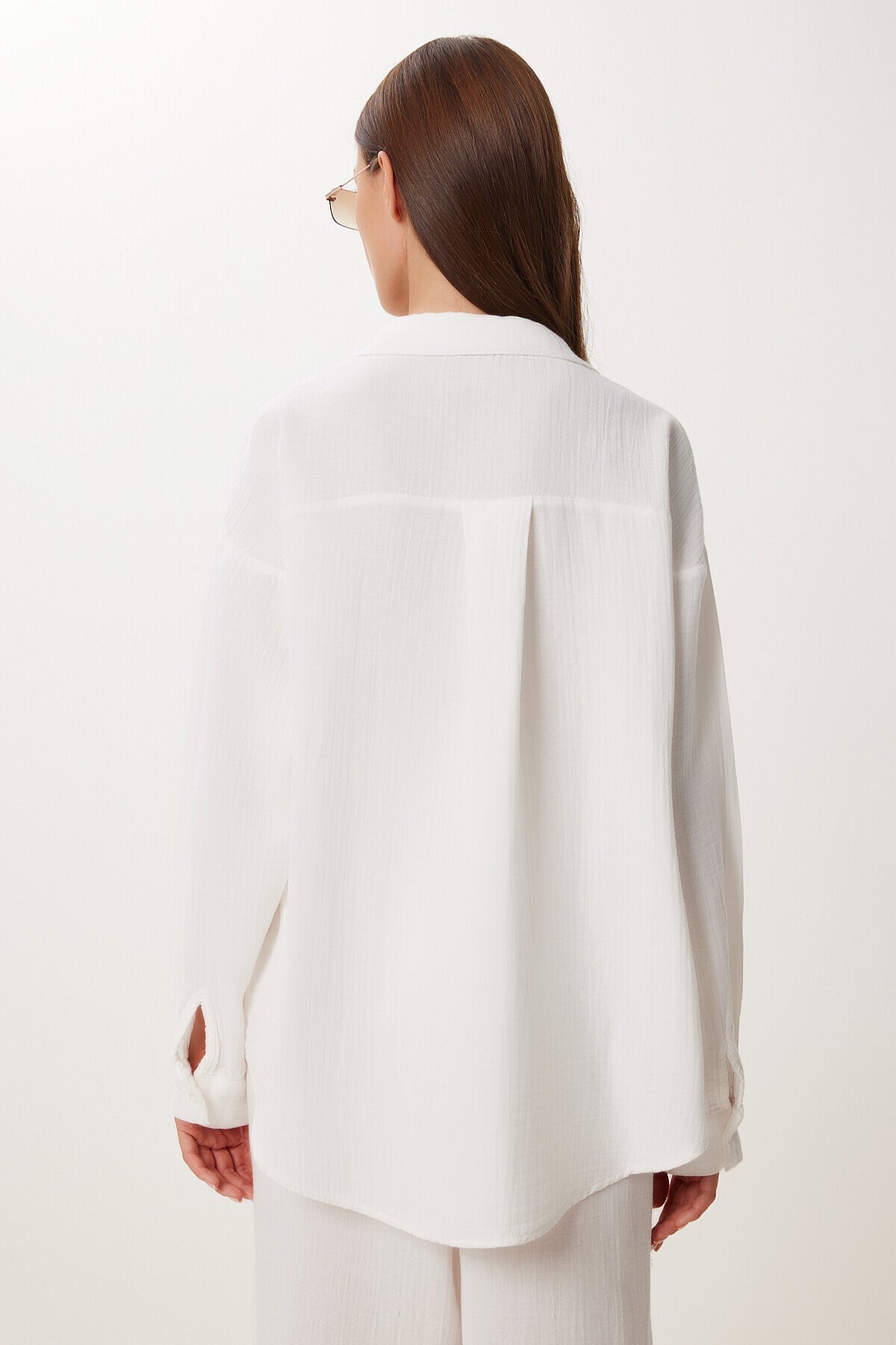 Oversize Müslin Gömlek Pantolon Takım EKRU LSA0014