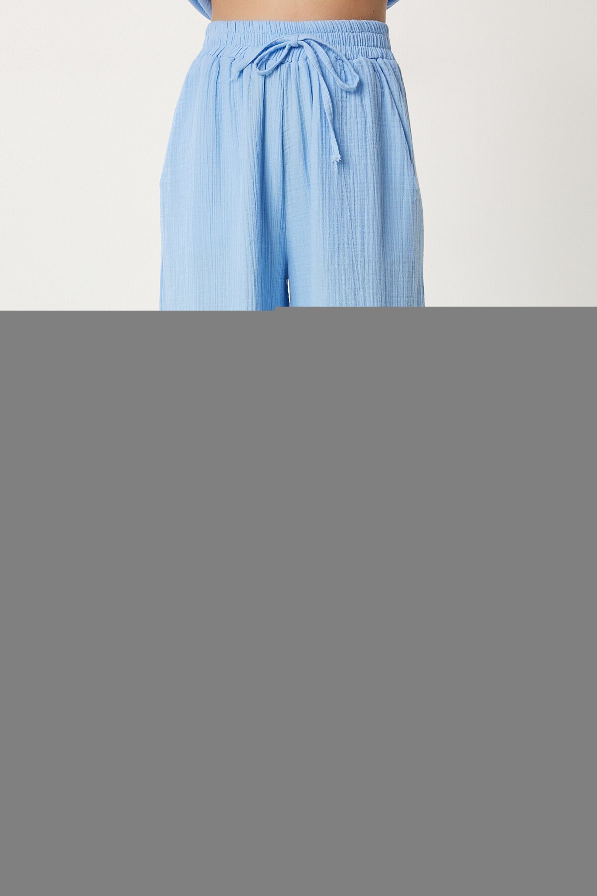 Oversize Müslin Gömlek Pantolon Takım GÖK MAVİ LSA0014