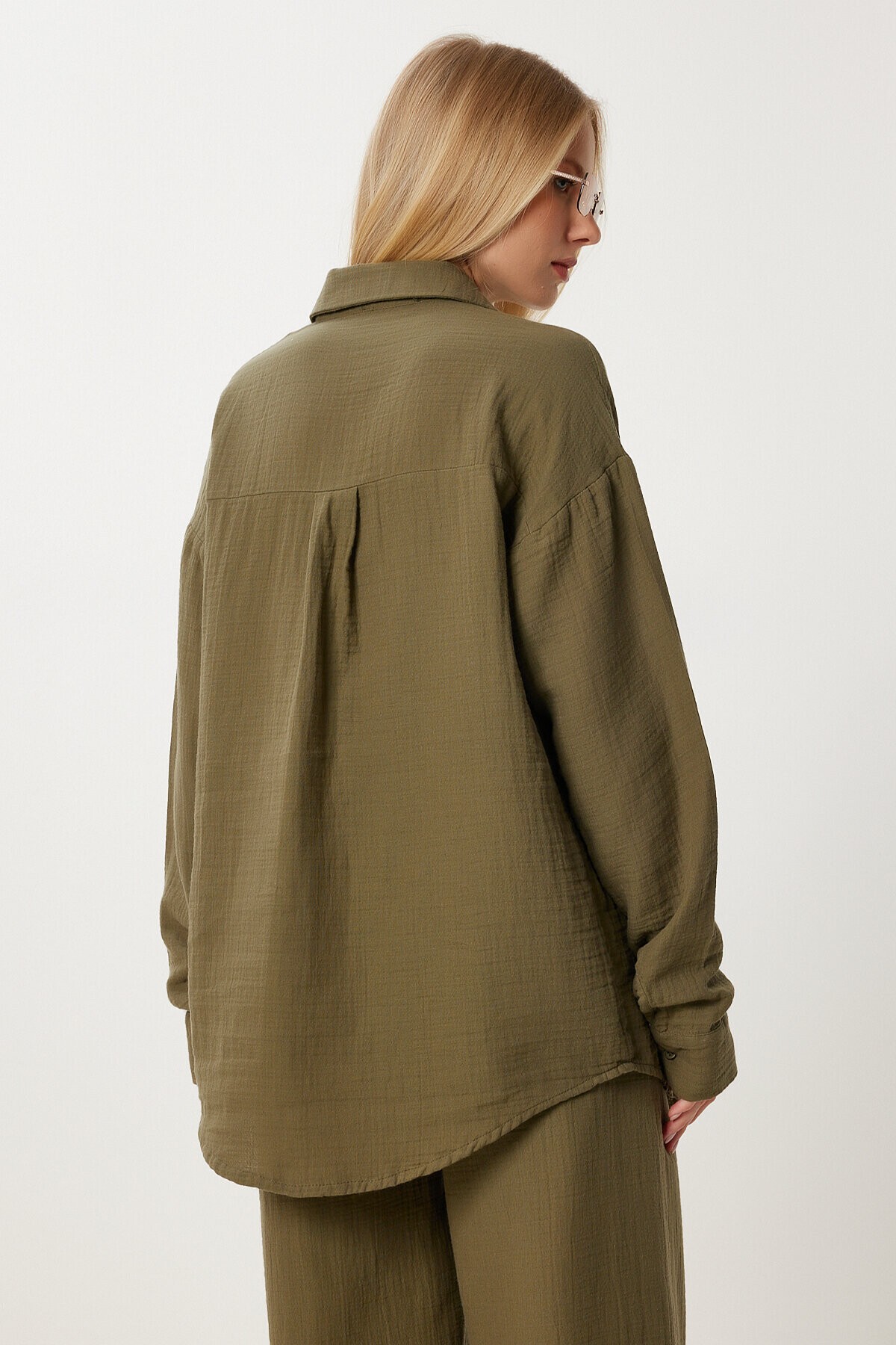 Oversize Müslin Gömlek Pantolon Takım HAKİ LSA0014