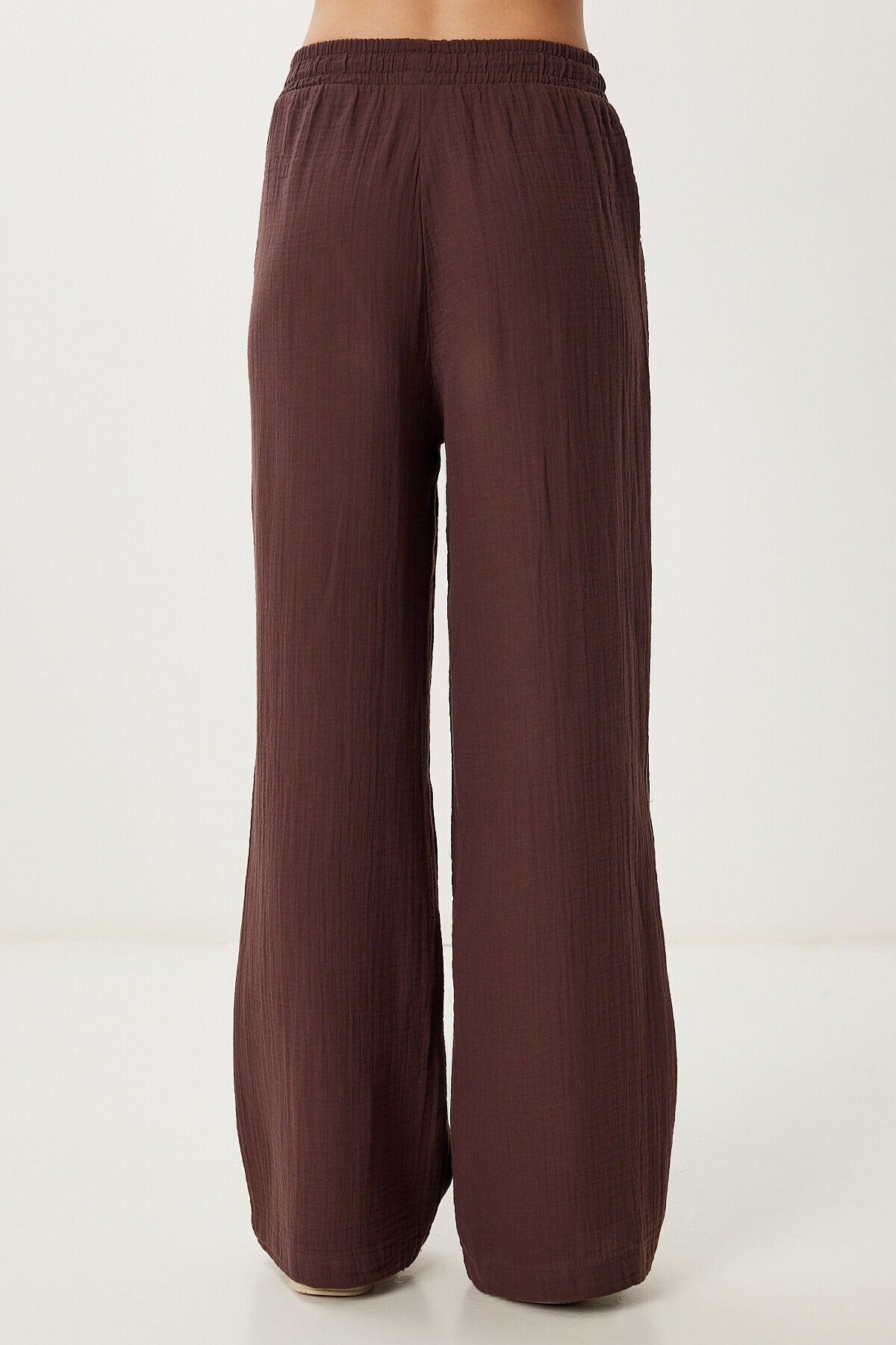 Oversize Müslin Gömlek Pantolon Takım KOYU KAHVERENGİ LSA0014