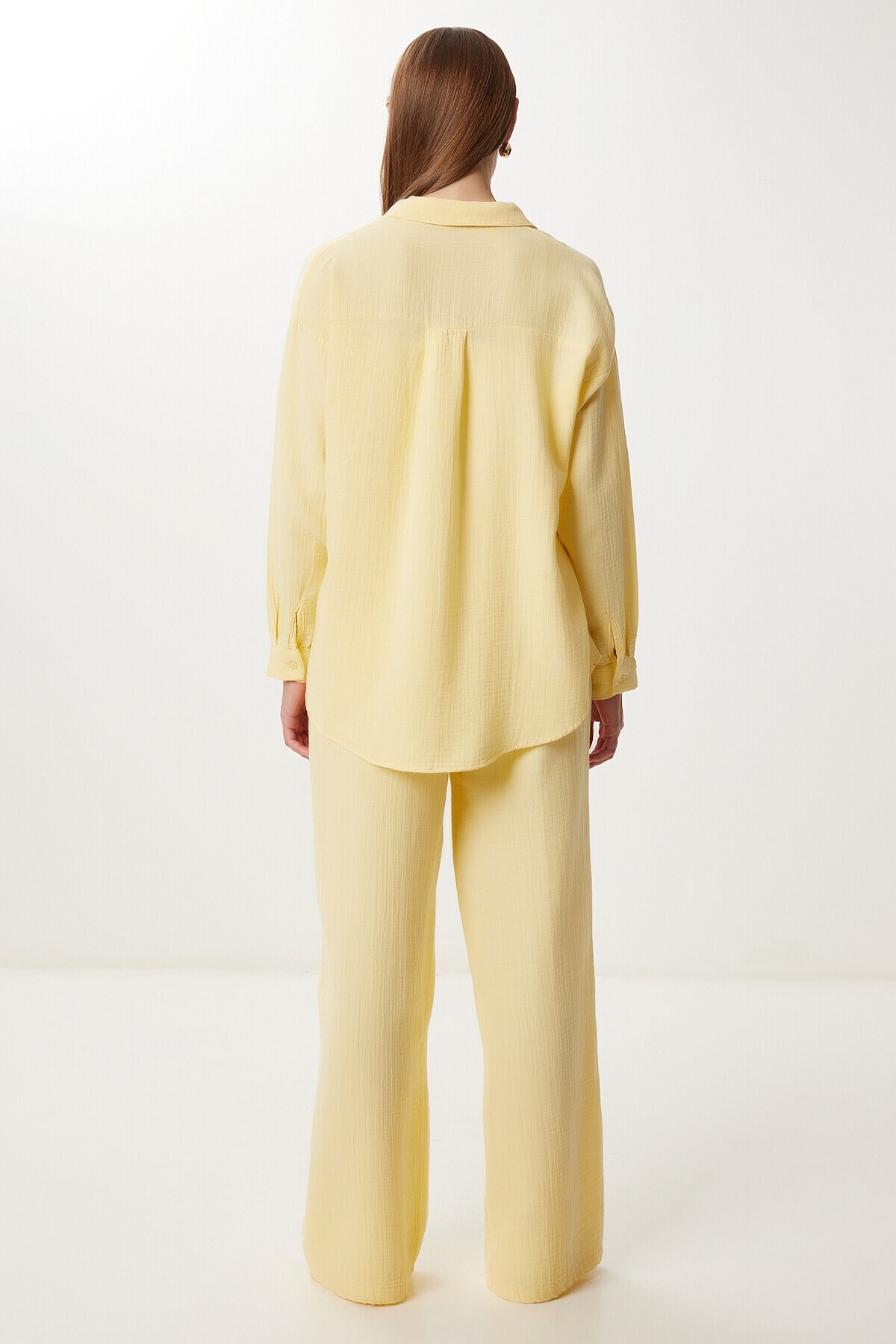Oversize Müslin Gömlek Pantolon Takım SARI LSA0014