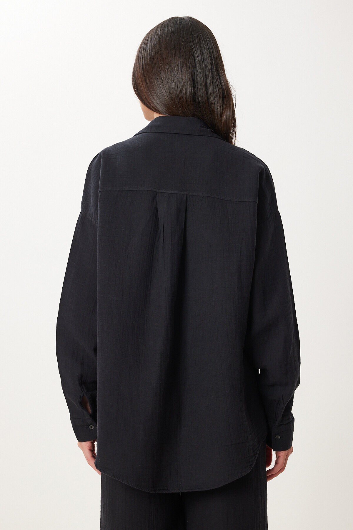 Oversize Müslin Gömlek Pantolon Takım SİYAH LSA0014