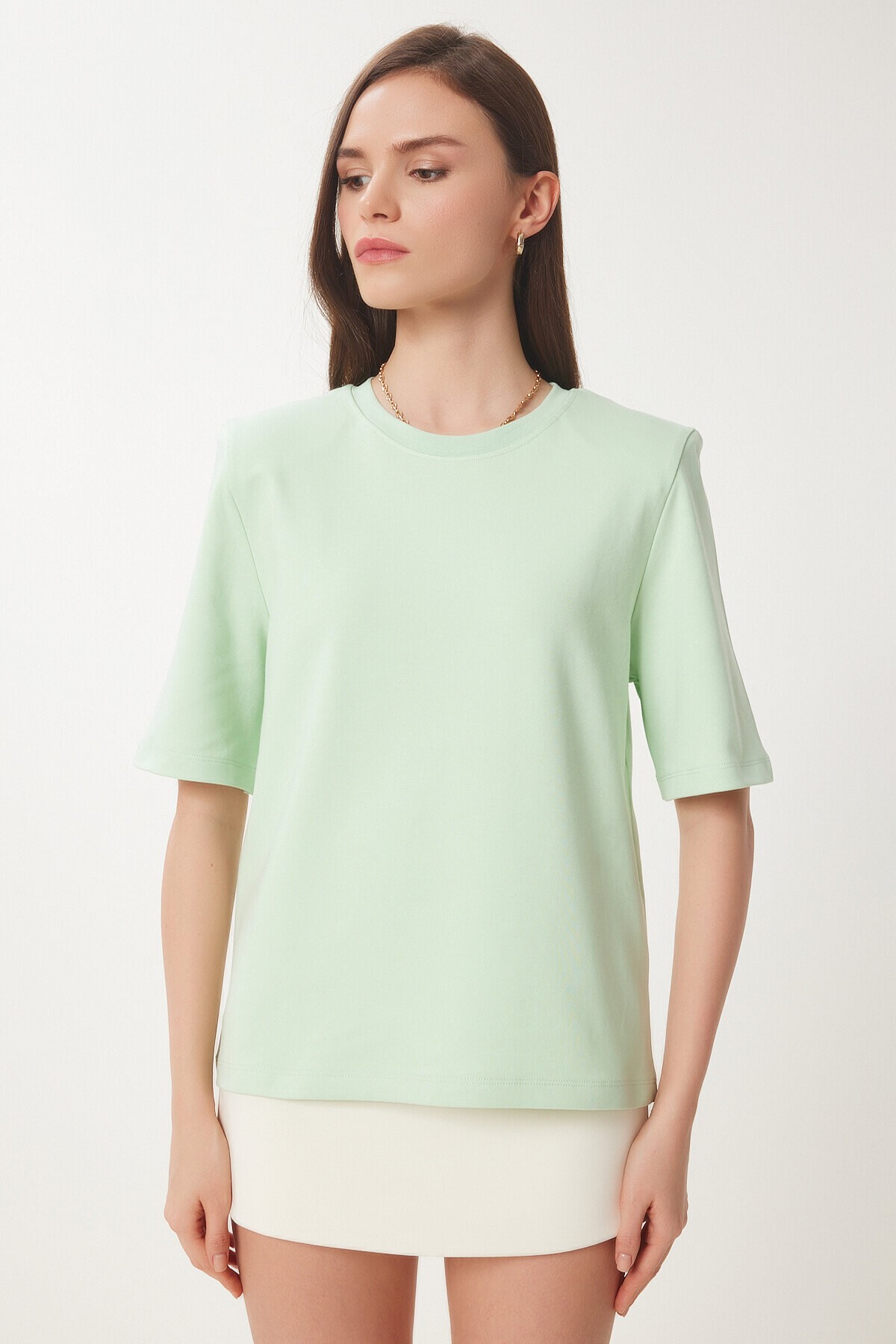 Vatkalı İnterlok Tshirt AÇIK YEŞİL LUS0085