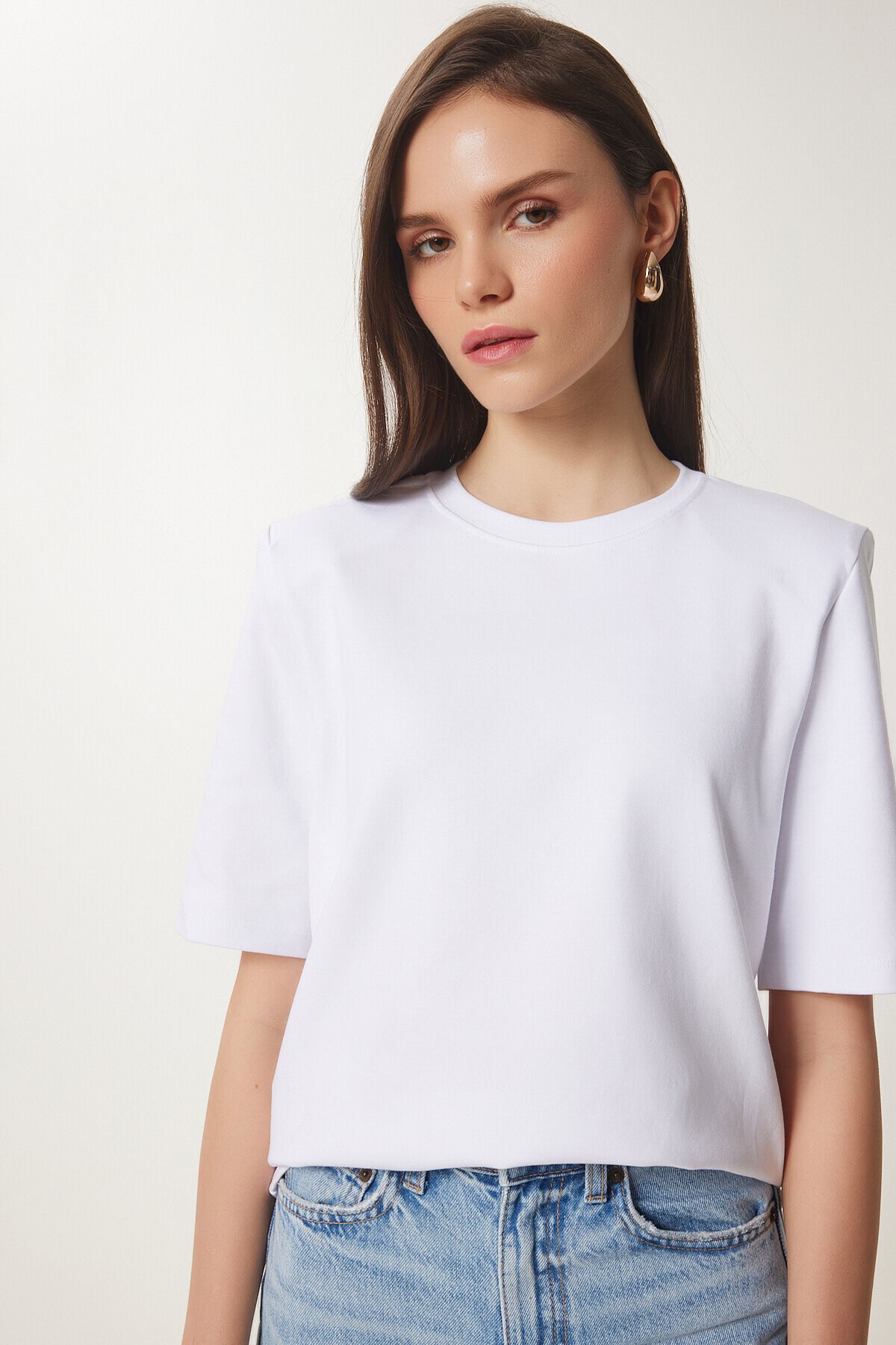 Vatkalı İnterlok Tshirt BEYAZ LUS0085