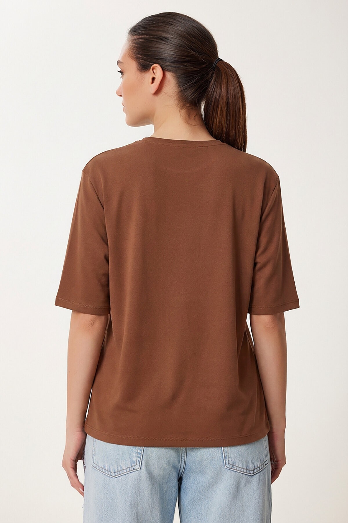 Vatkalı İnterlok Tshirt KAKAO LUS0085