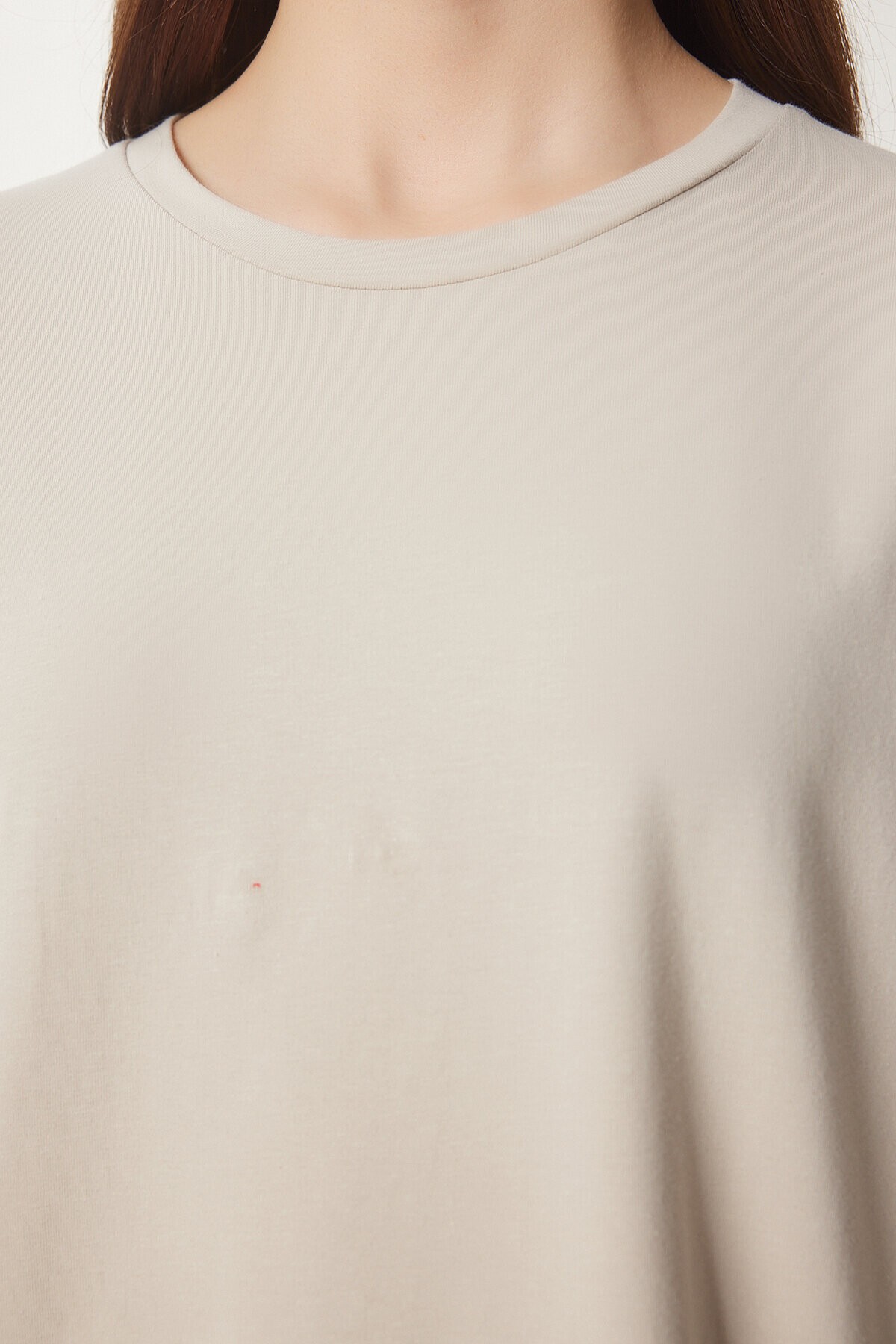 Basic Oversize Örme T-shirt TAŞ LHW0003