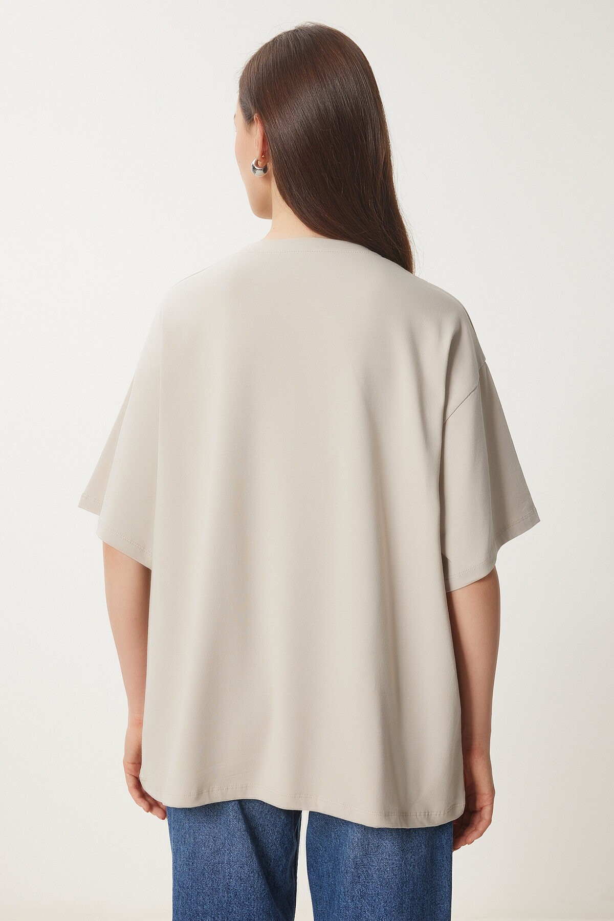 Basic Oversize Örme T-shirt TAŞ LHW0003