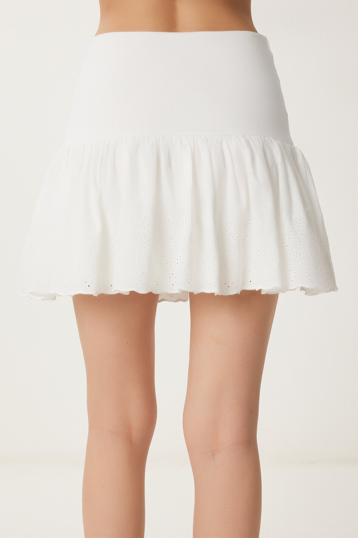 Fistolu Örme Mini Şort Etek KEMİK LNJ0024