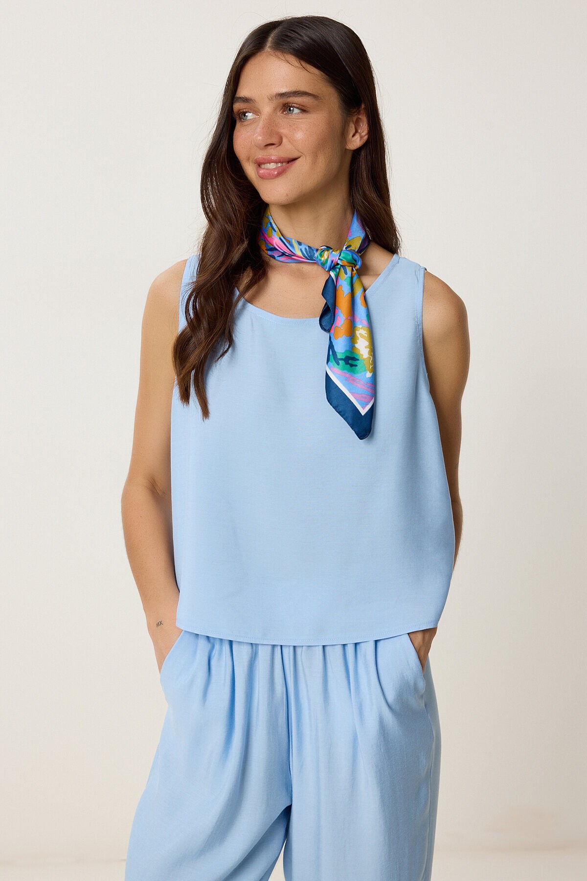 Kolsuz Bluz Pantolon Takım GÖK MAVİ LMC0058