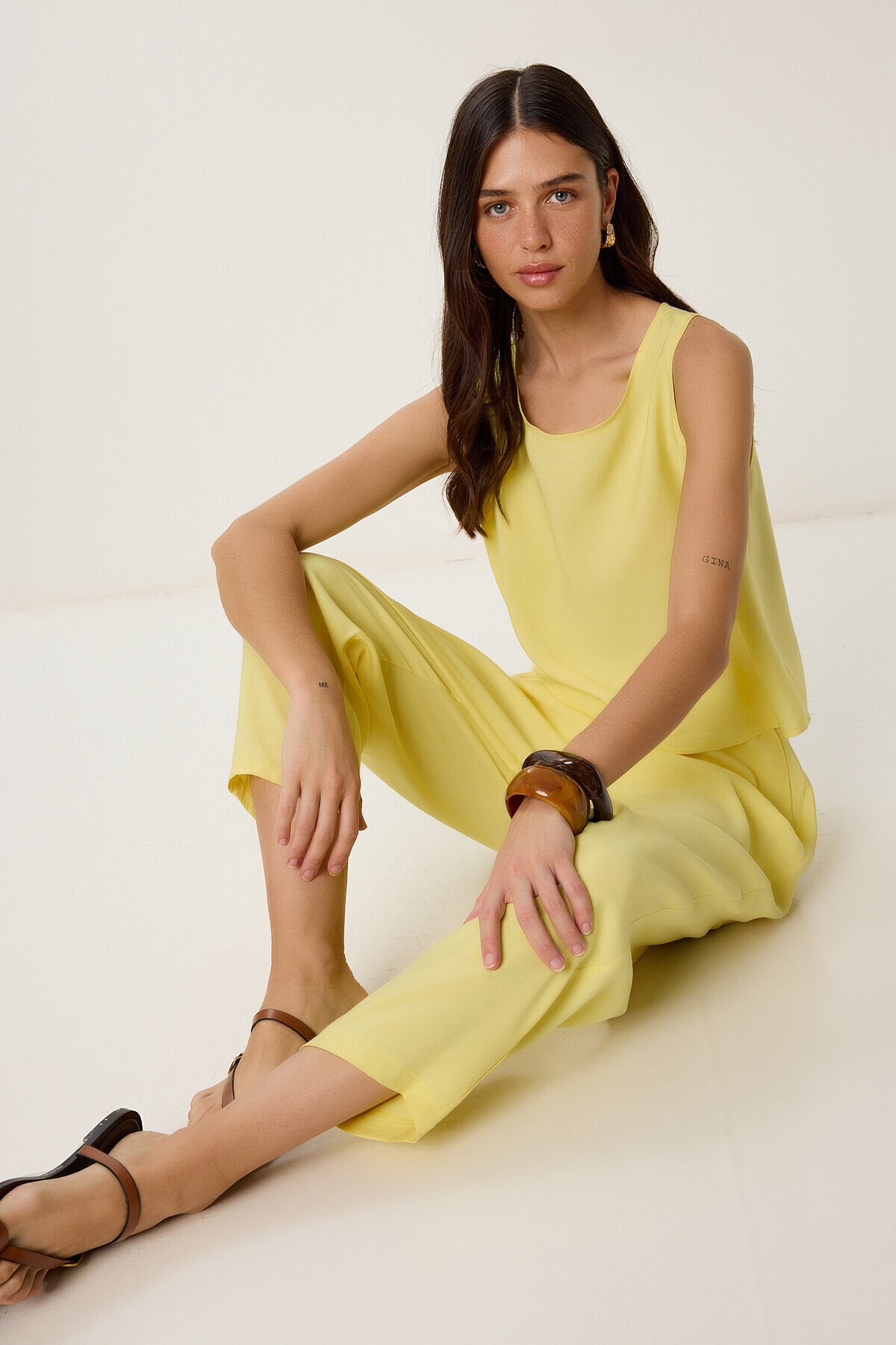 Kolsuz Bluz Pantolon Takım SARI LMC0058