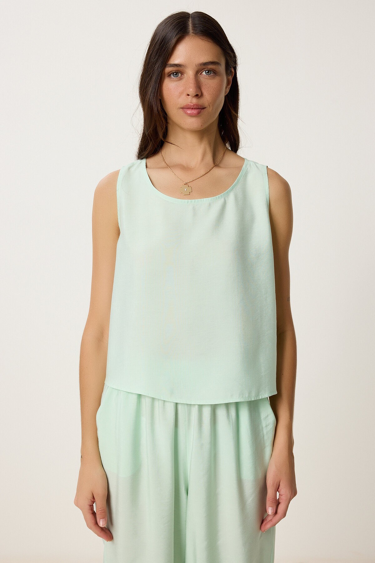 Kolsuz Bluz Pantolon Takım SU YEŞİLİ LMC0058