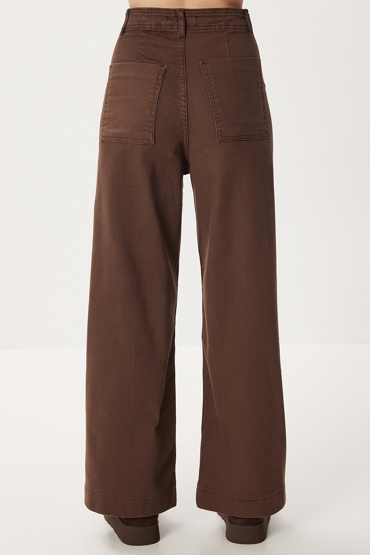 Nervürlü Geniş Paça Jean KAHVERENGİ LLW0002