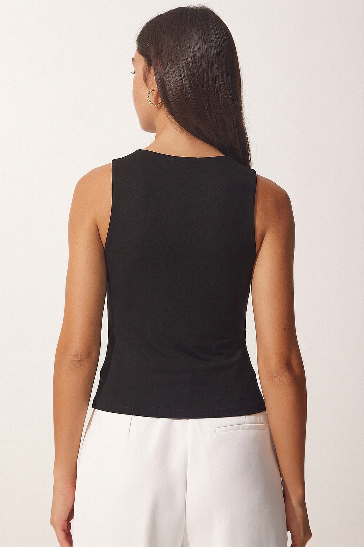 2’li Paket Basic Crop Viskon Bluz SİYAH EKRU LRN0012