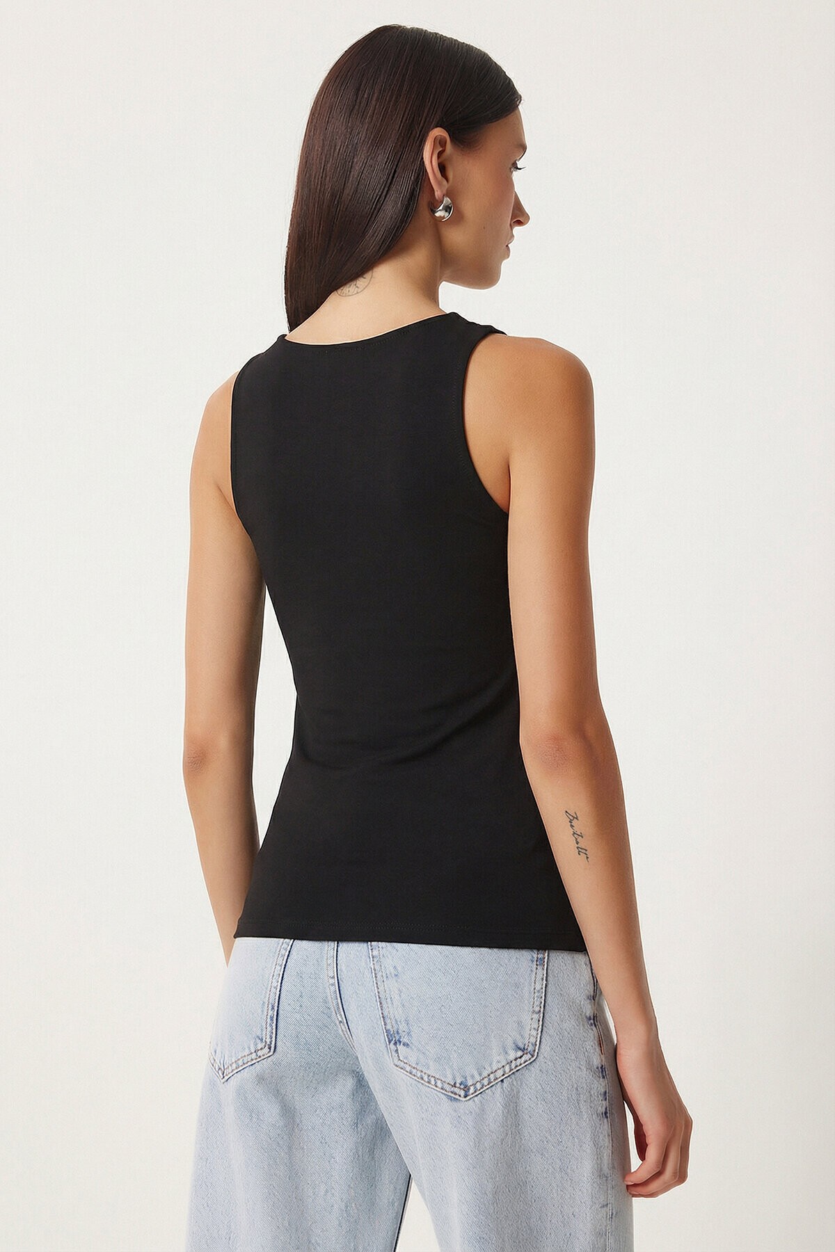 2’li Paket Basic Örme Bluz SİYAH BEYAZ LRN0011