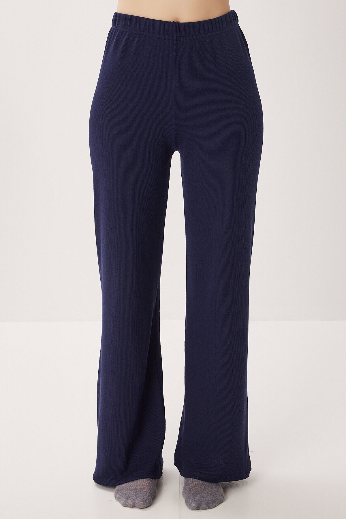Askılı Crop Fitilli Örme Pijama Takımı LACİVERT LRN0018