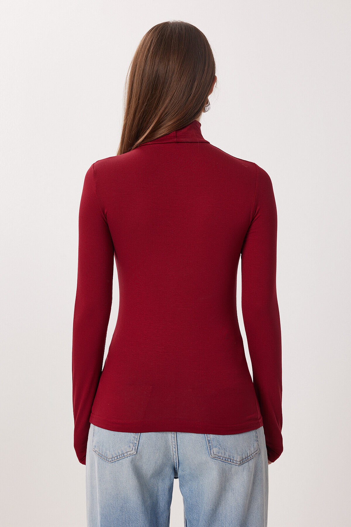 Balıkçı Yaka Viskon Bluz BORDO LRN0023