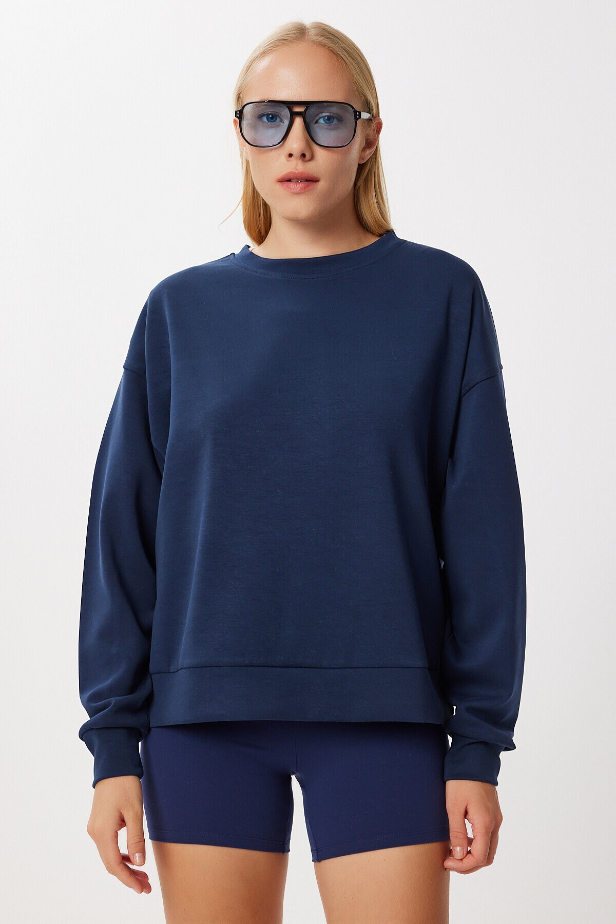 Basic Yumuşak Modal Sweatshirt LACİVERT LUB0245